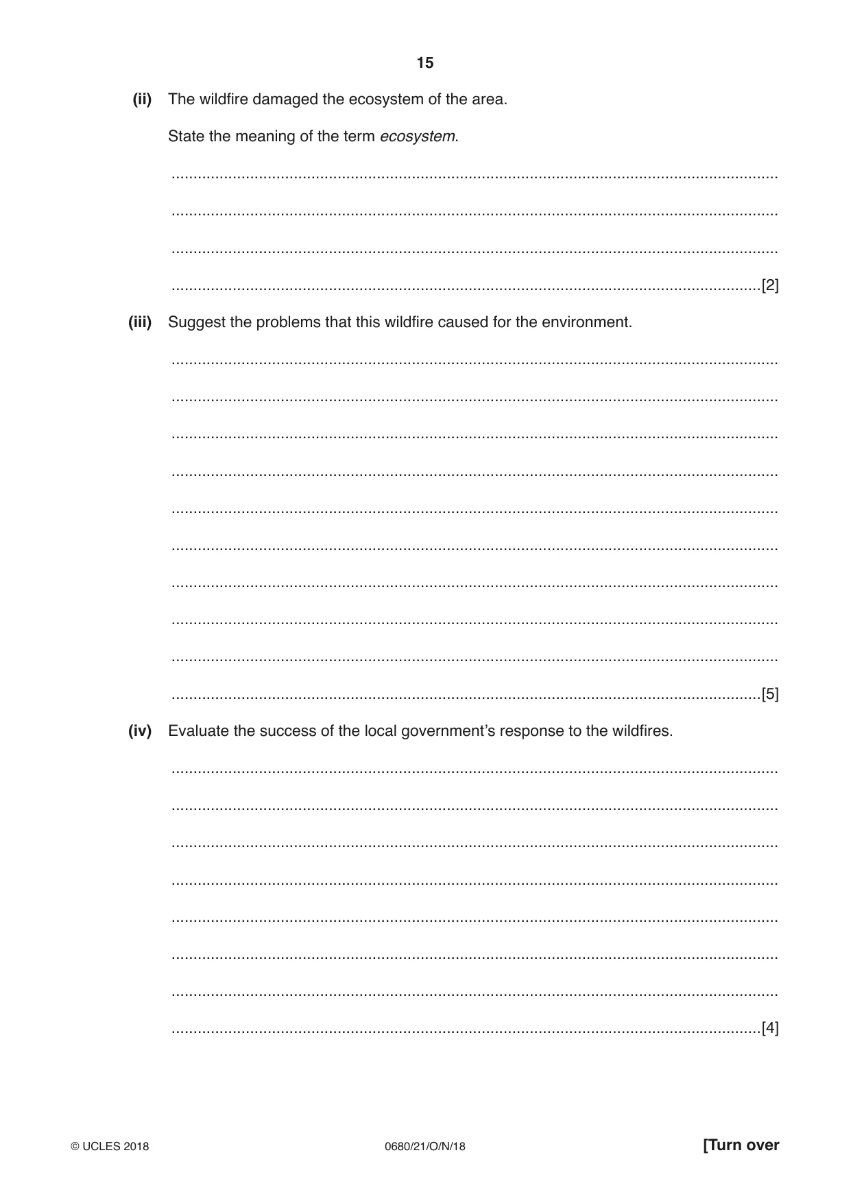 Cambridge IGCSE Environmental Management 0680 2018 Oct/Nov Paper 2 · Variant 1 question paper, page 15 of 20