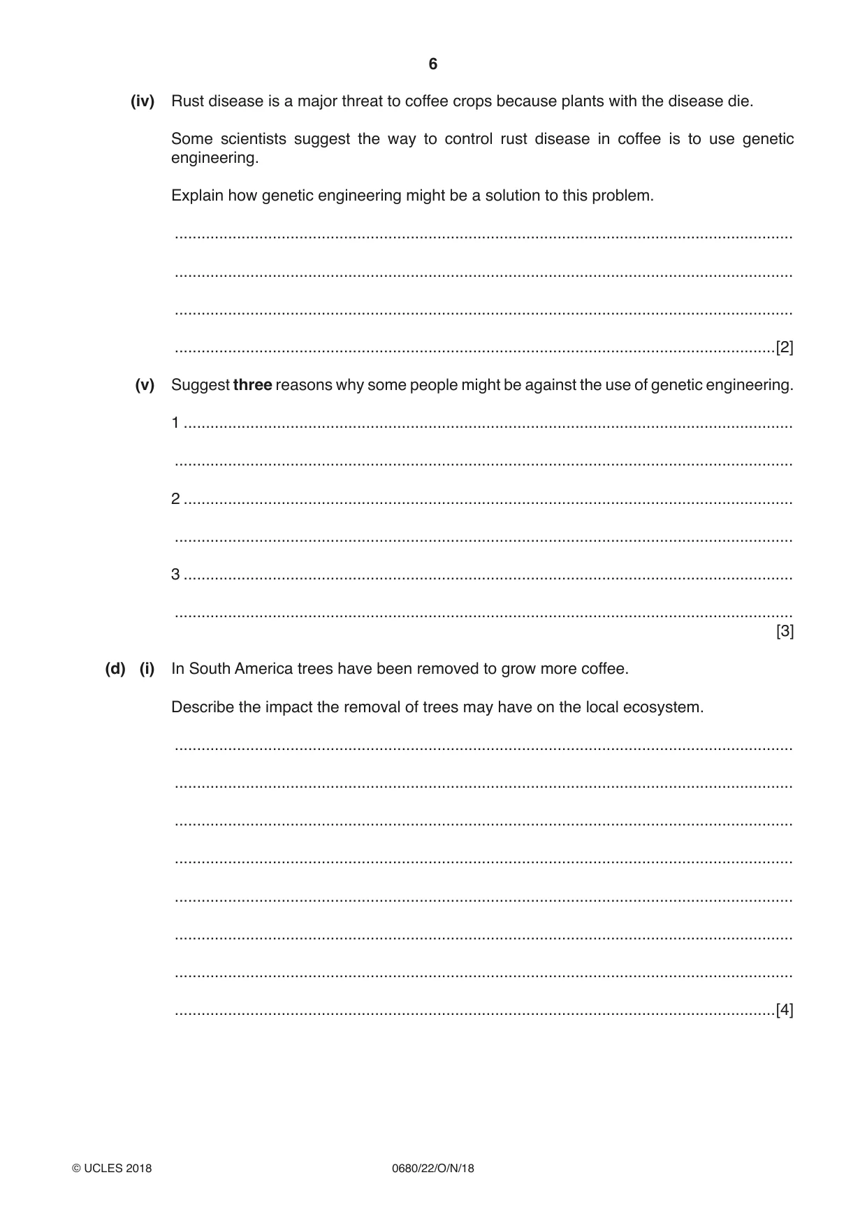 Cambridge IGCSE Environmental Management 0680 2018 Oct/Nov Paper 2 · Variant 2 question paper, page 6 of 16