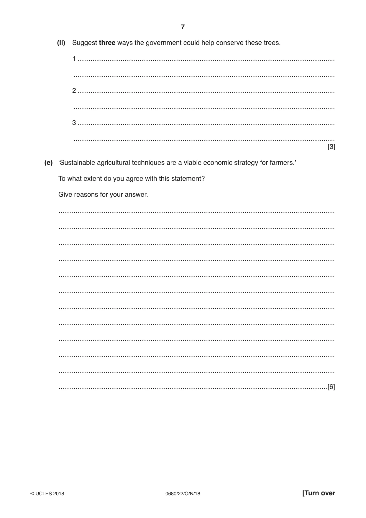 Cambridge IGCSE Environmental Management 0680 2018 Oct/Nov Paper 2 · Variant 2 question paper, page 7 of 16