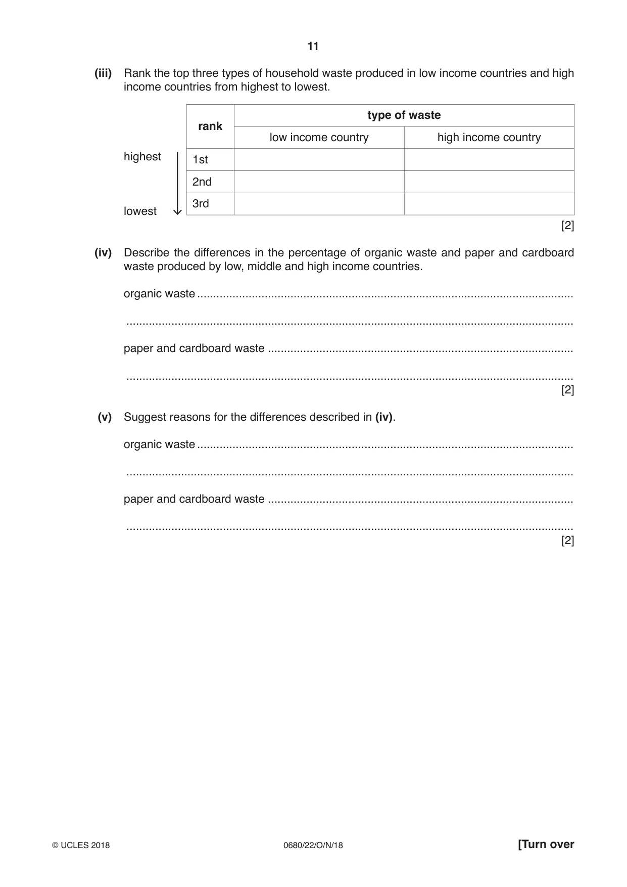 Cambridge IGCSE Environmental Management 0680 2018 Oct/Nov Paper 2 · Variant 2 question paper, page 11 of 16