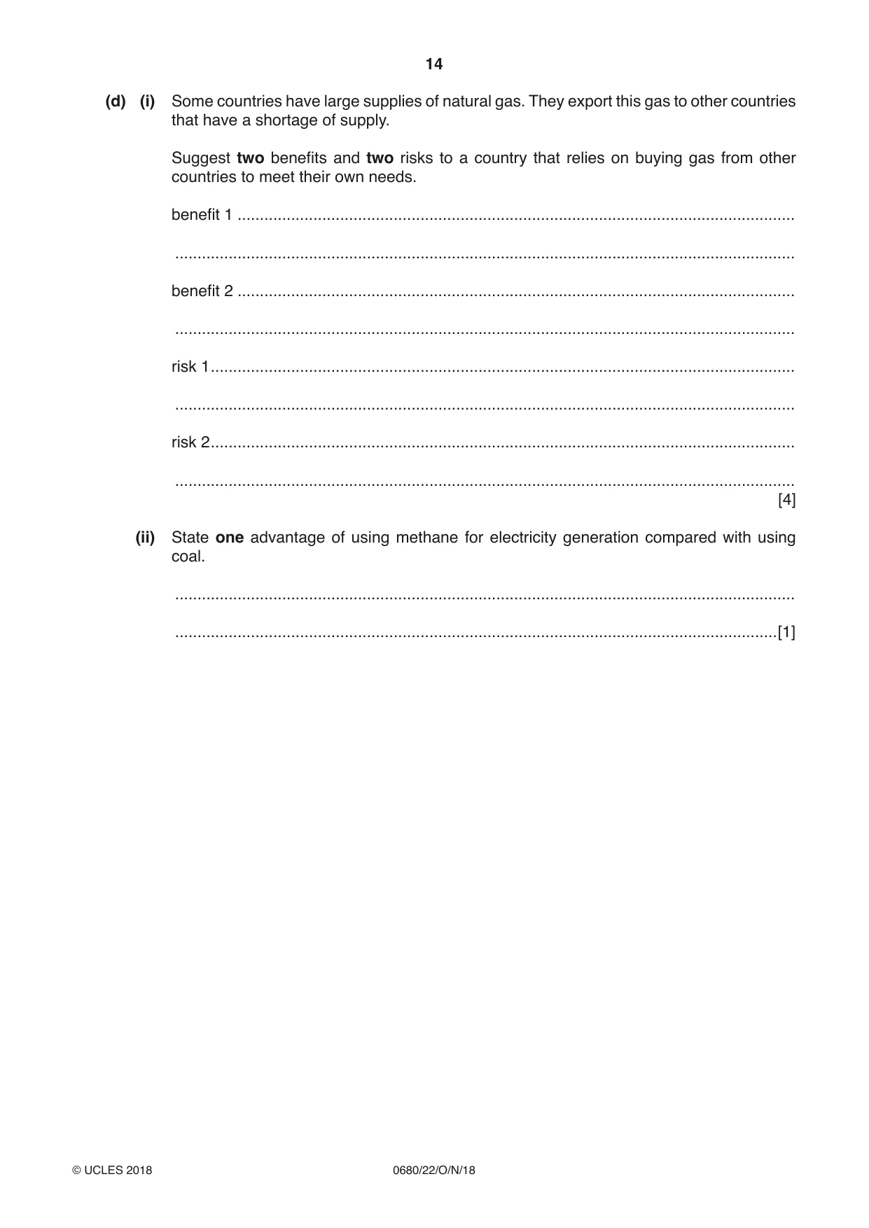 Cambridge IGCSE Environmental Management 0680 2018 Oct/Nov Paper 2 · Variant 2 question paper, page 14 of 16