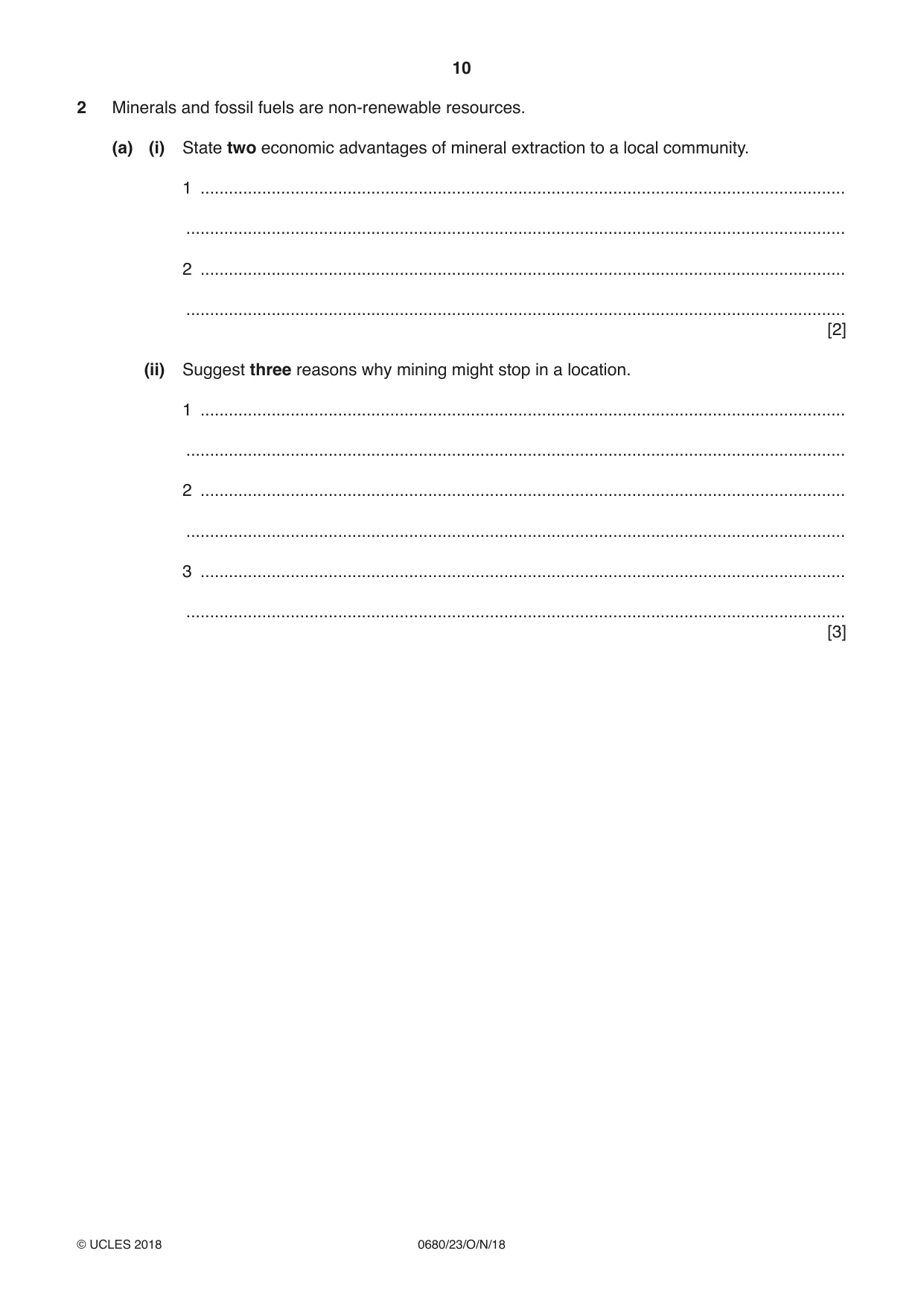 Cambridge IGCSE Environmental Management 0680 2018 Oct/Nov Paper 2 · Variant 3 question paper, page 10 of 16