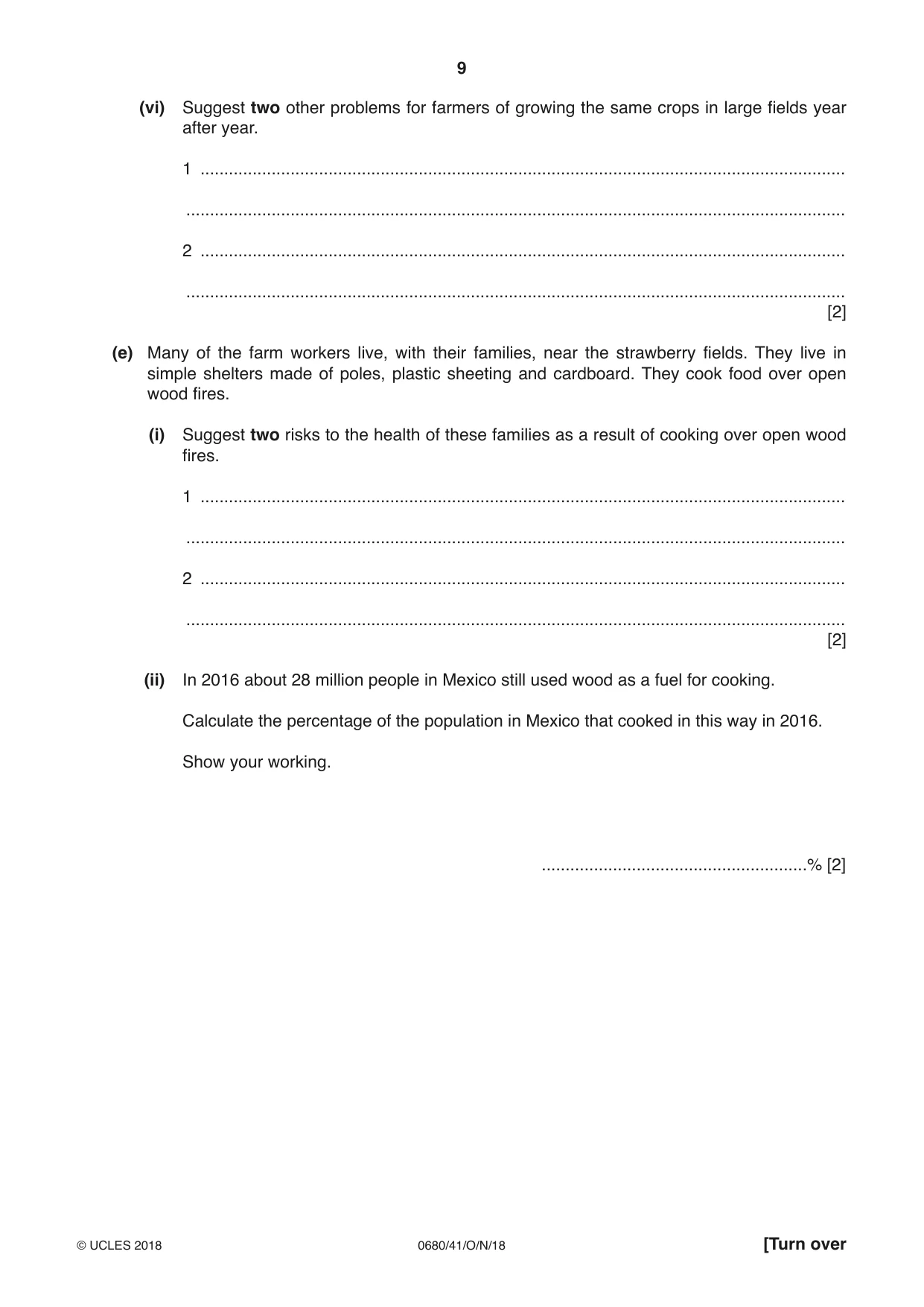 Cambridge IGCSE Environmental Management 0680 2018 Oct/Nov Paper 4 · Variant 1 question paper, page 9 of 16
