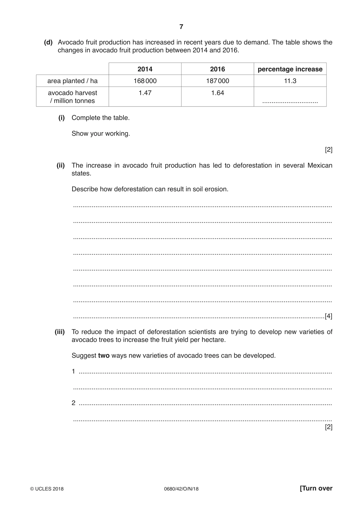 Cambridge IGCSE Environmental Management 0680 2018 Oct/Nov Paper 4 · Variant 2 question paper, page 7 of 16