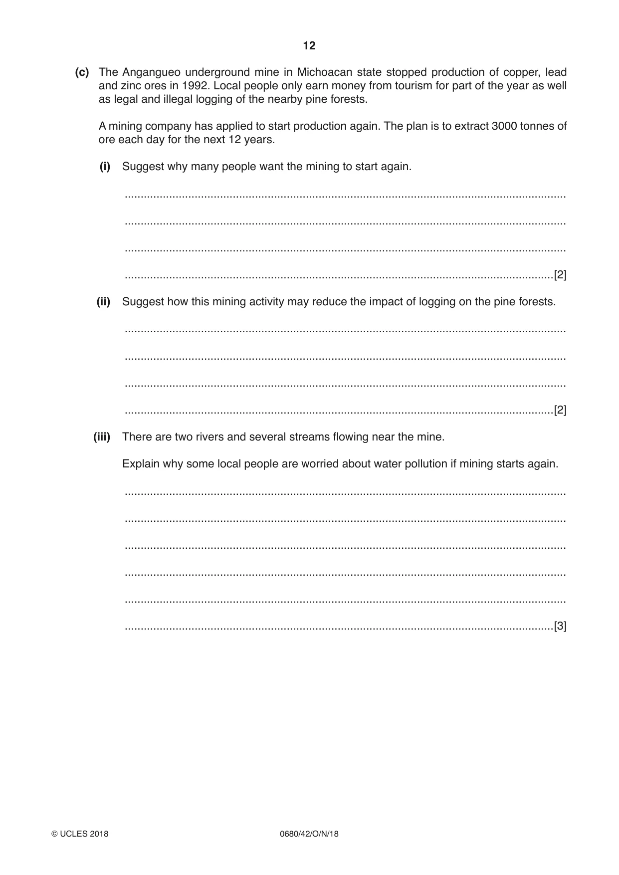 Cambridge IGCSE Environmental Management 0680 2018 Oct/Nov Paper 4 · Variant 2 question paper, page 12 of 16