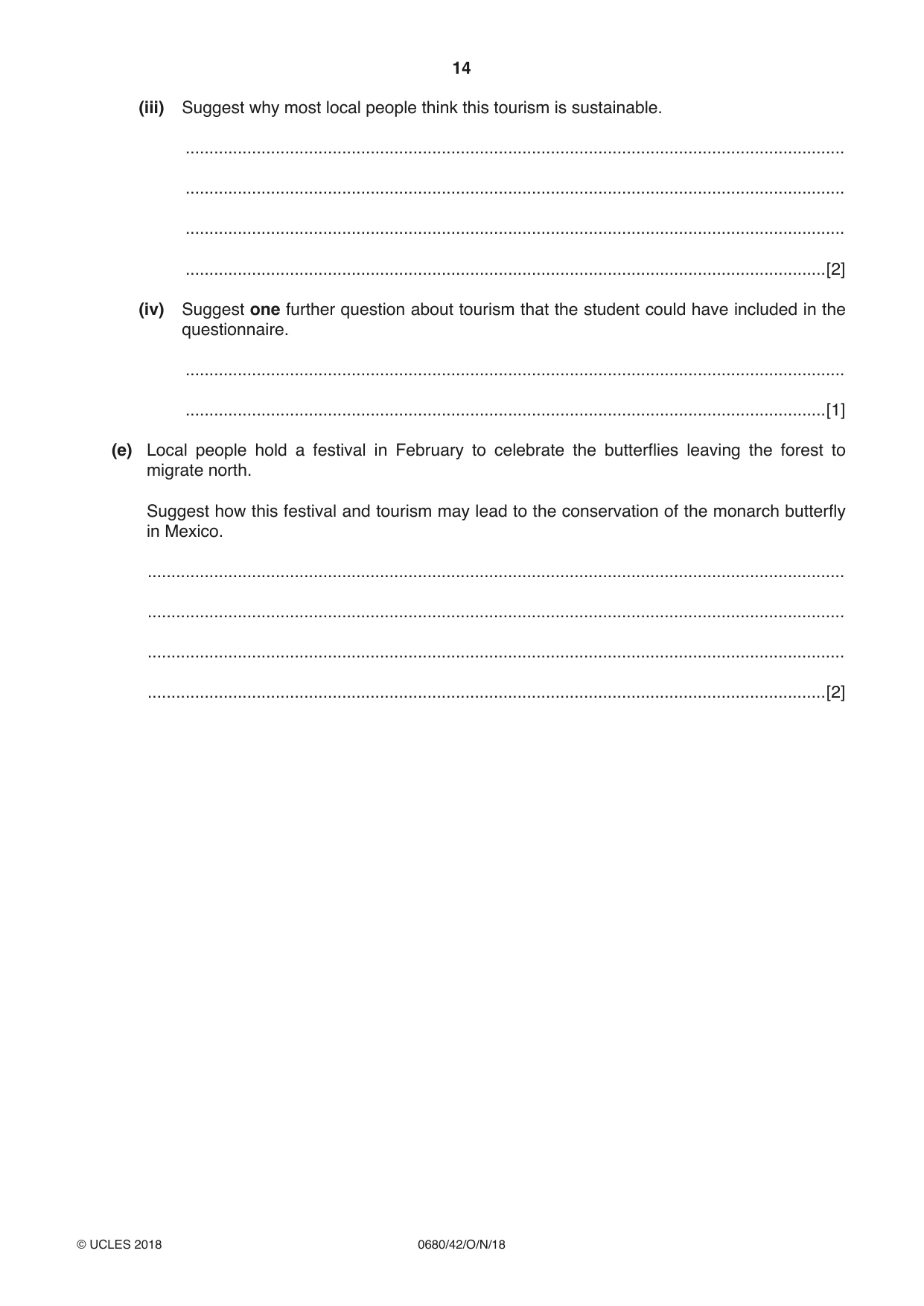 Cambridge IGCSE Environmental Management 0680 2018 Oct/Nov Paper 4 · Variant 2 question paper, page 14 of 16