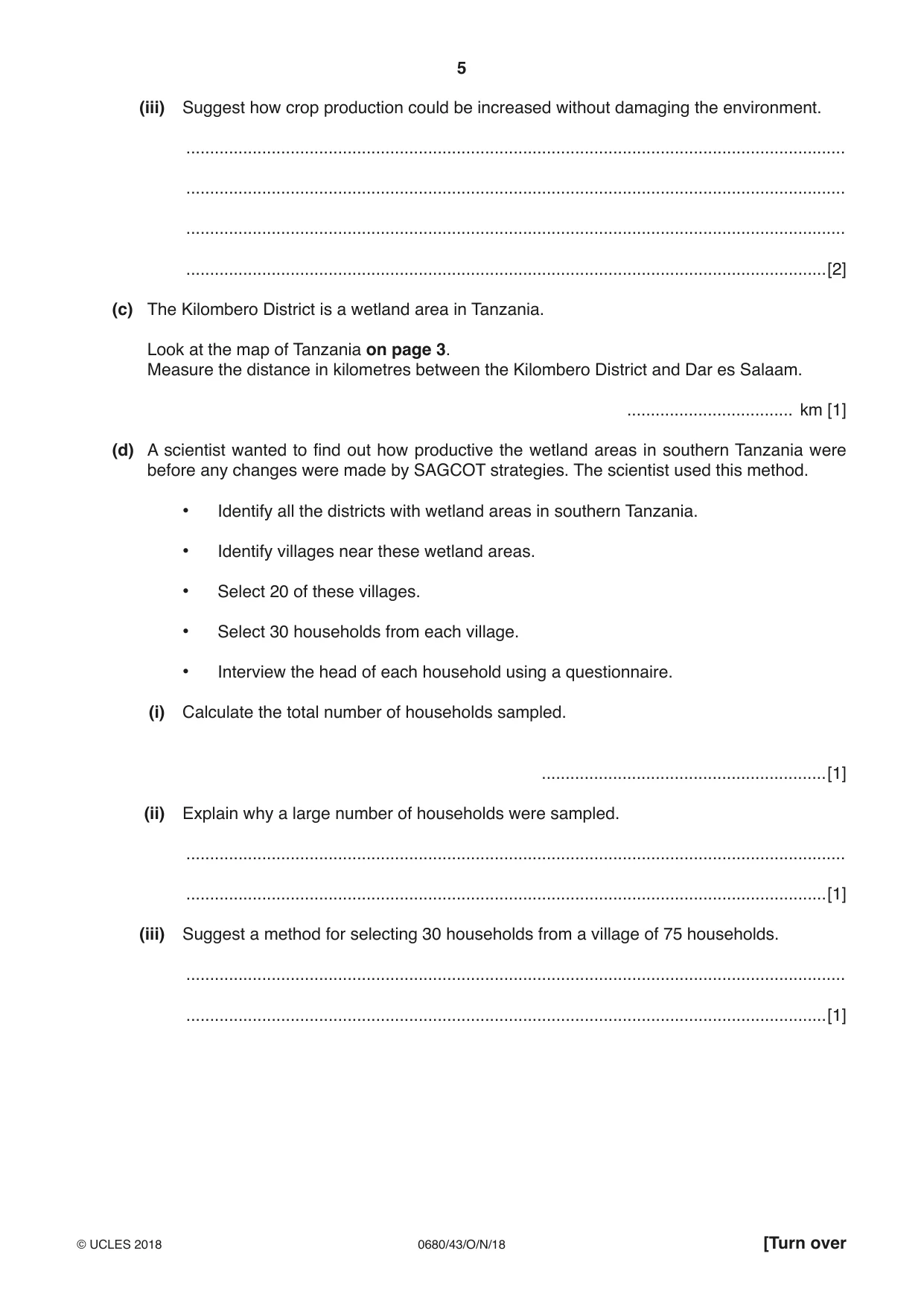 Cambridge IGCSE Environmental Management 0680 2018 Oct/Nov Paper 4 · Variant 3 question paper, page 5 of 16