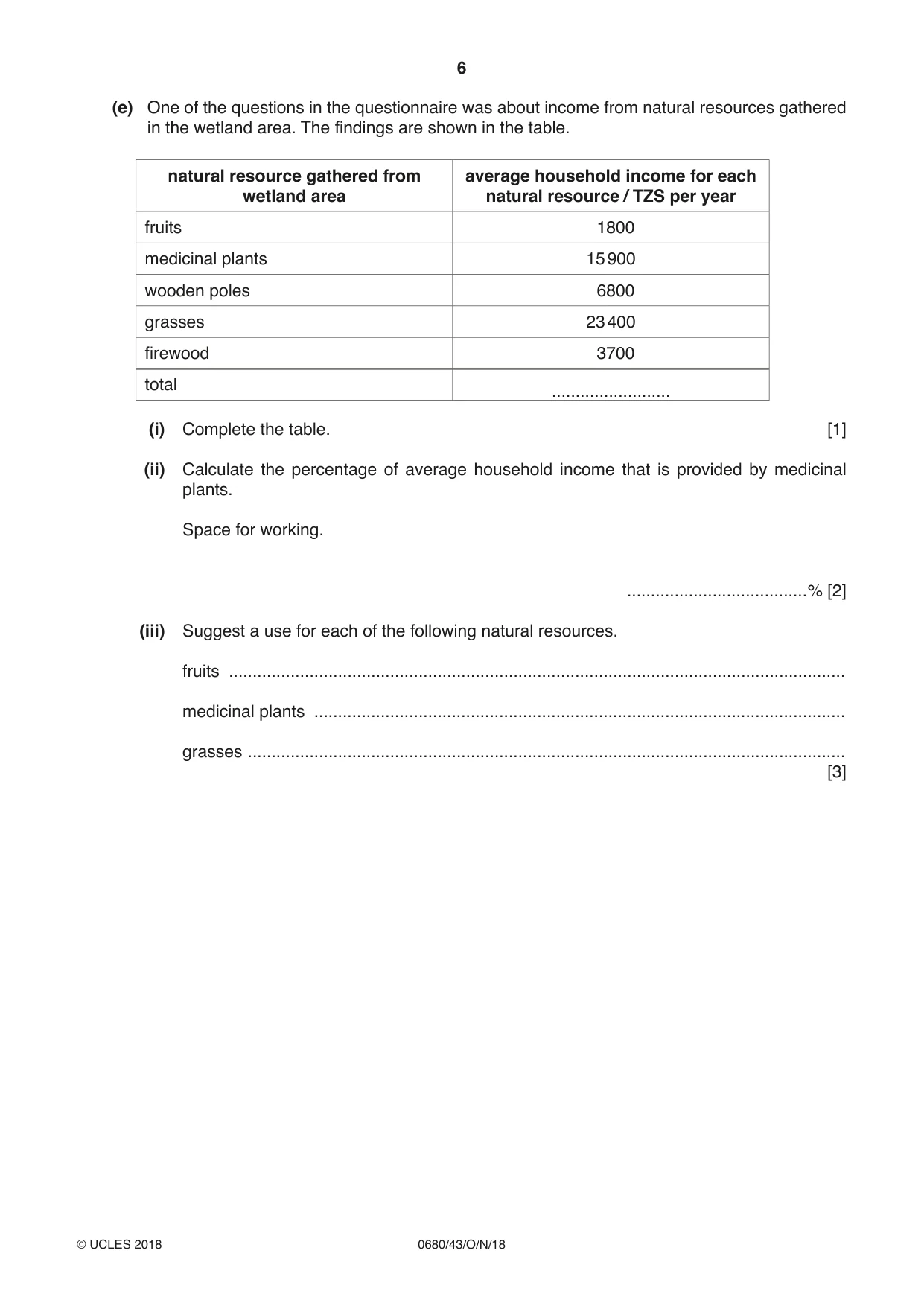 Cambridge IGCSE Environmental Management 0680 2018 Oct/Nov Paper 4 · Variant 3 question paper, page 6 of 16