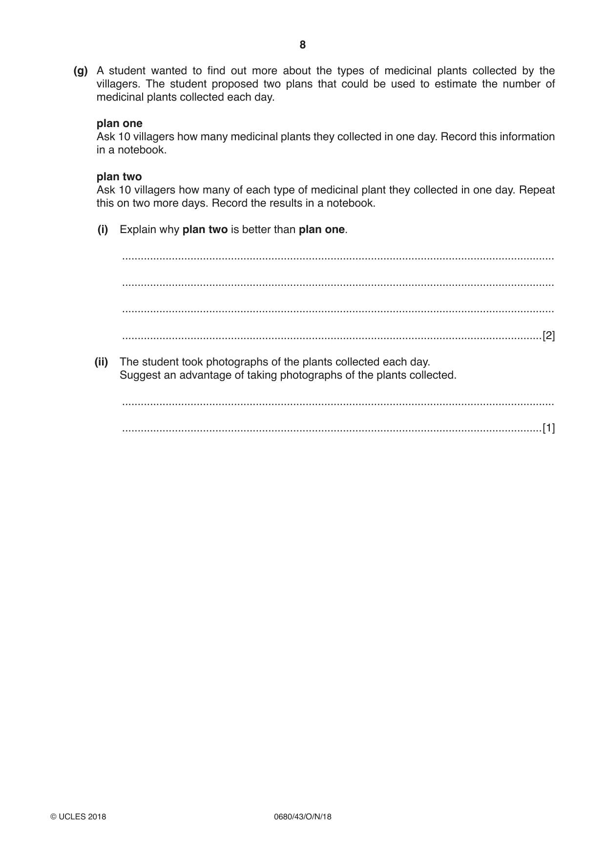 Cambridge IGCSE Environmental Management 0680 2018 Oct/Nov Paper 4 · Variant 3 question paper, page 8 of 16
