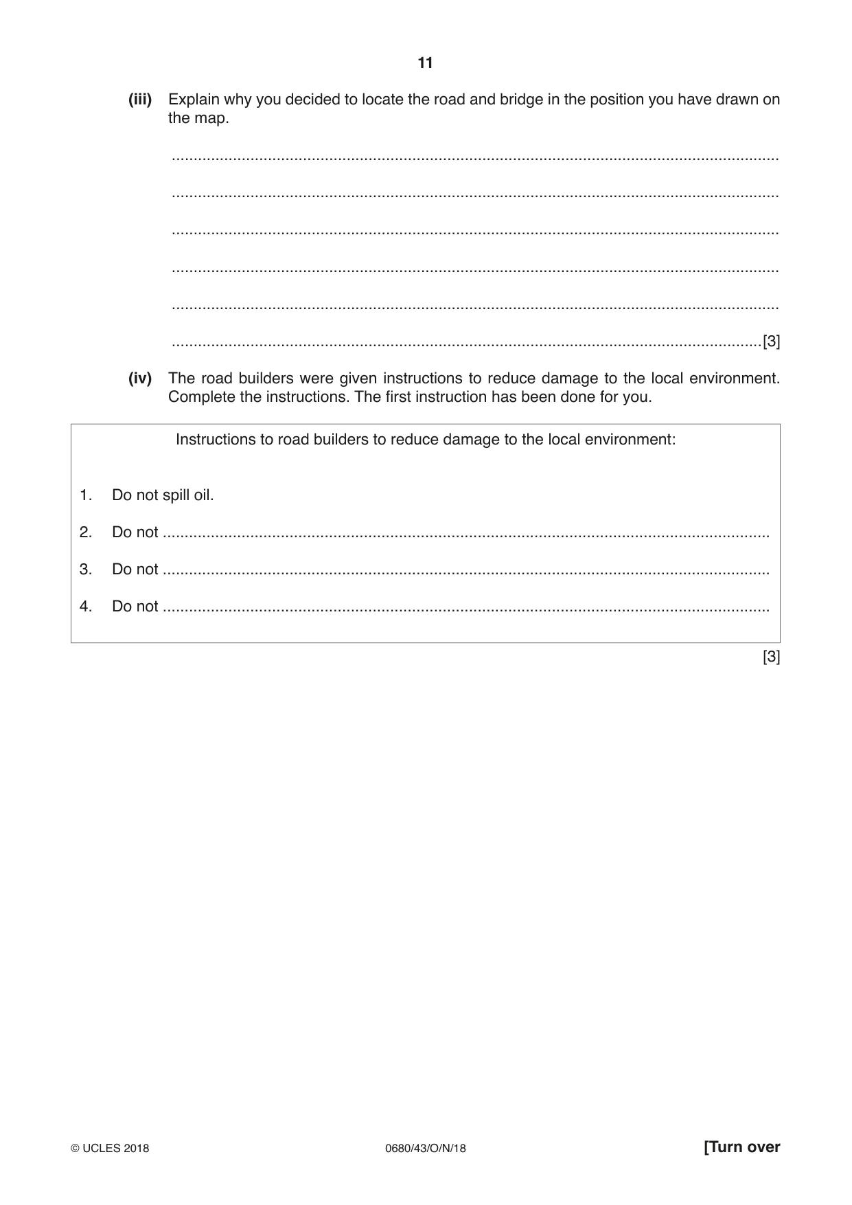 Cambridge IGCSE Environmental Management 0680 2018 Oct/Nov Paper 4 · Variant 3 question paper, page 11 of 16