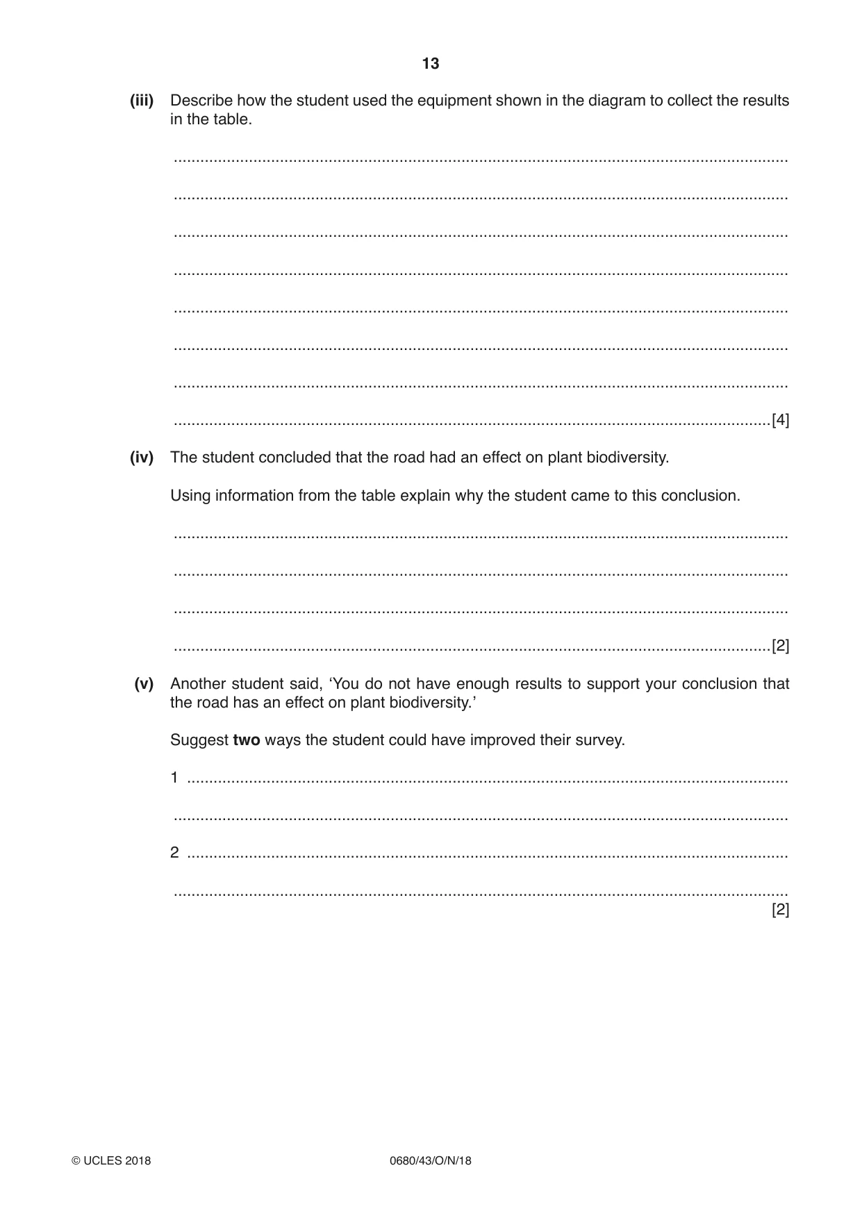 Cambridge IGCSE Environmental Management 0680 2018 Oct/Nov Paper 4 · Variant 3 question paper, page 13 of 16