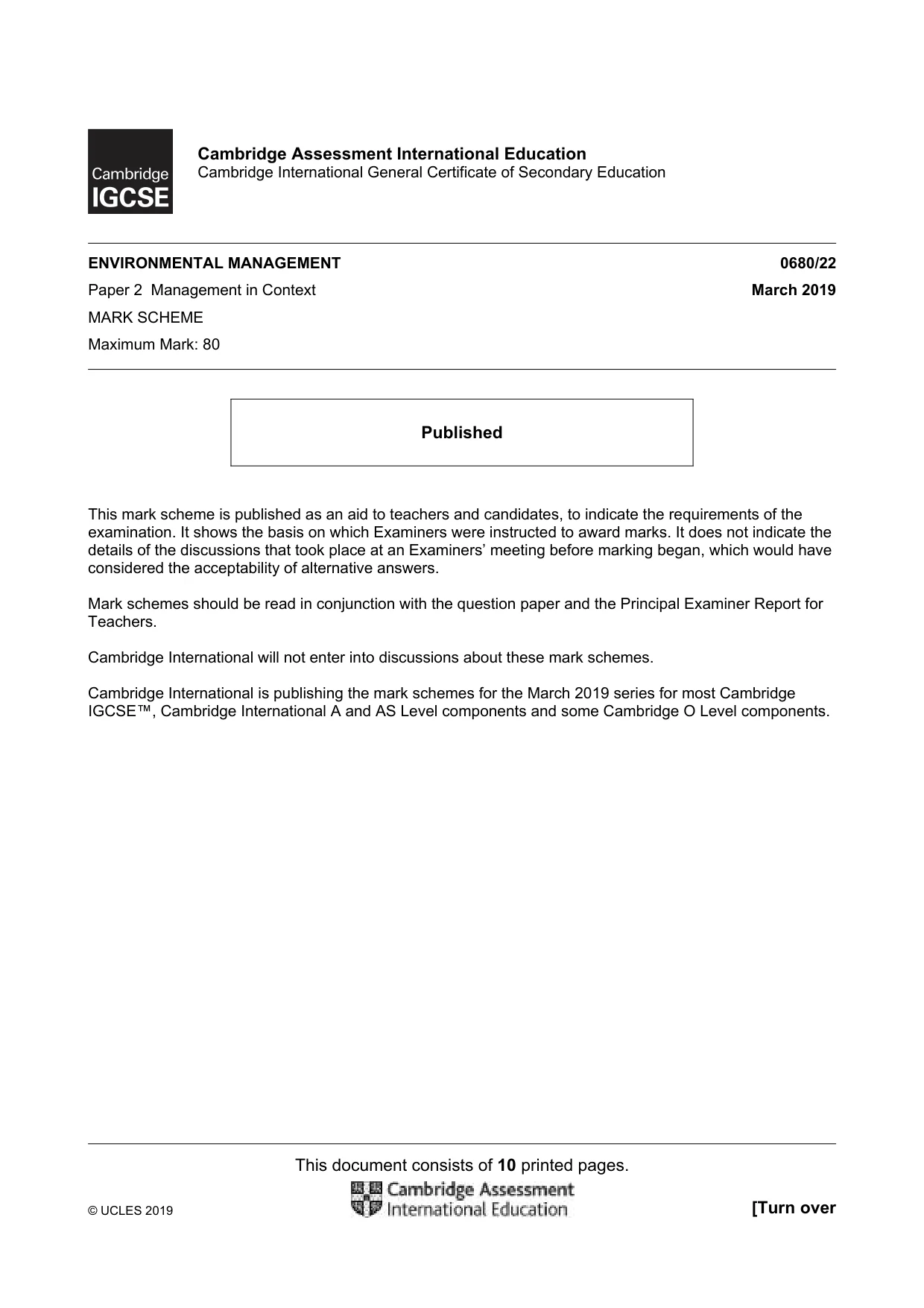 Mark scheme, page 1 of 10
