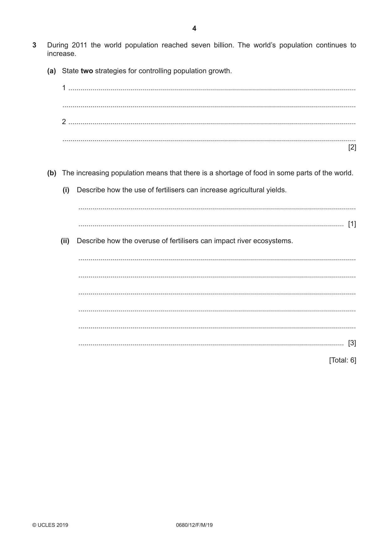 Cambridge IGCSE Environmental Management 0680 2019 Feb/March Paper 1 · Variant 2 question paper, page 4 of 24