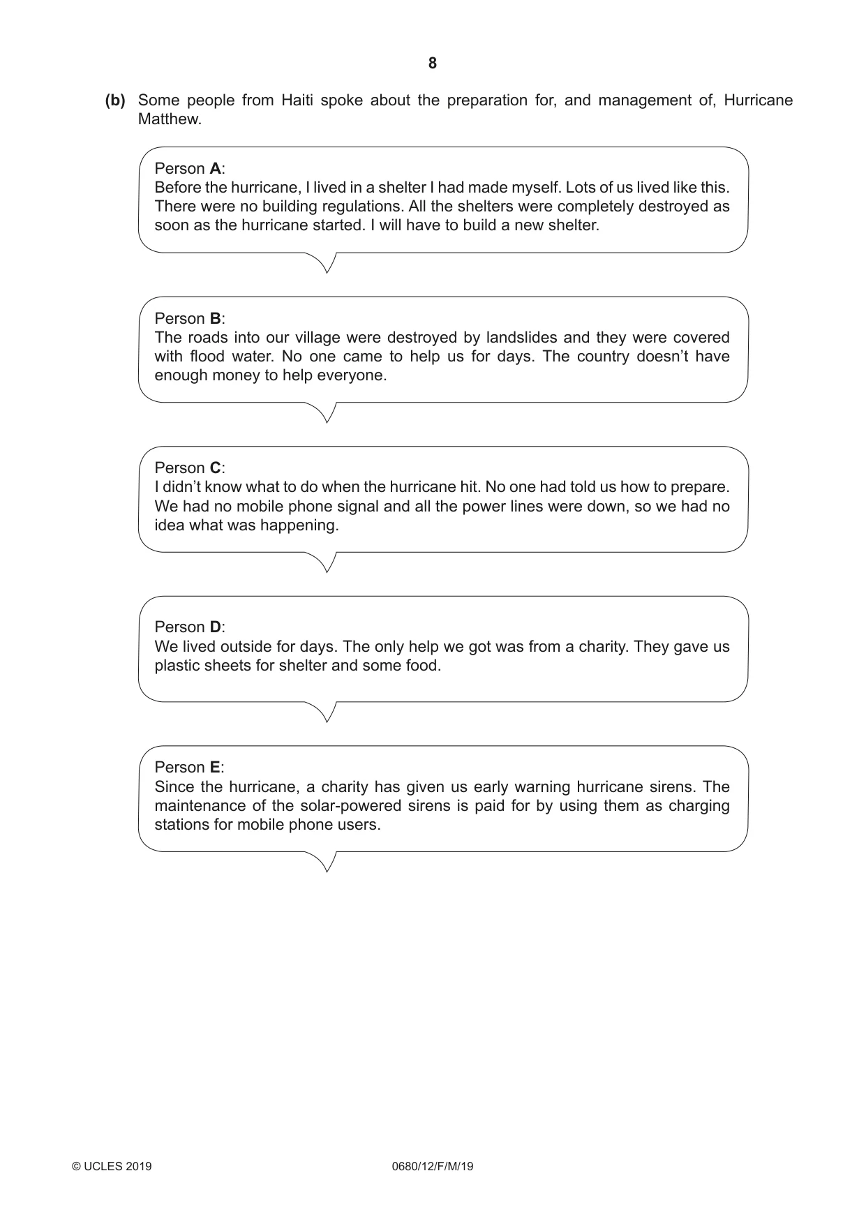Cambridge IGCSE Environmental Management 0680 2019 Feb/March Paper 1 · Variant 2 question paper, page 8 of 24