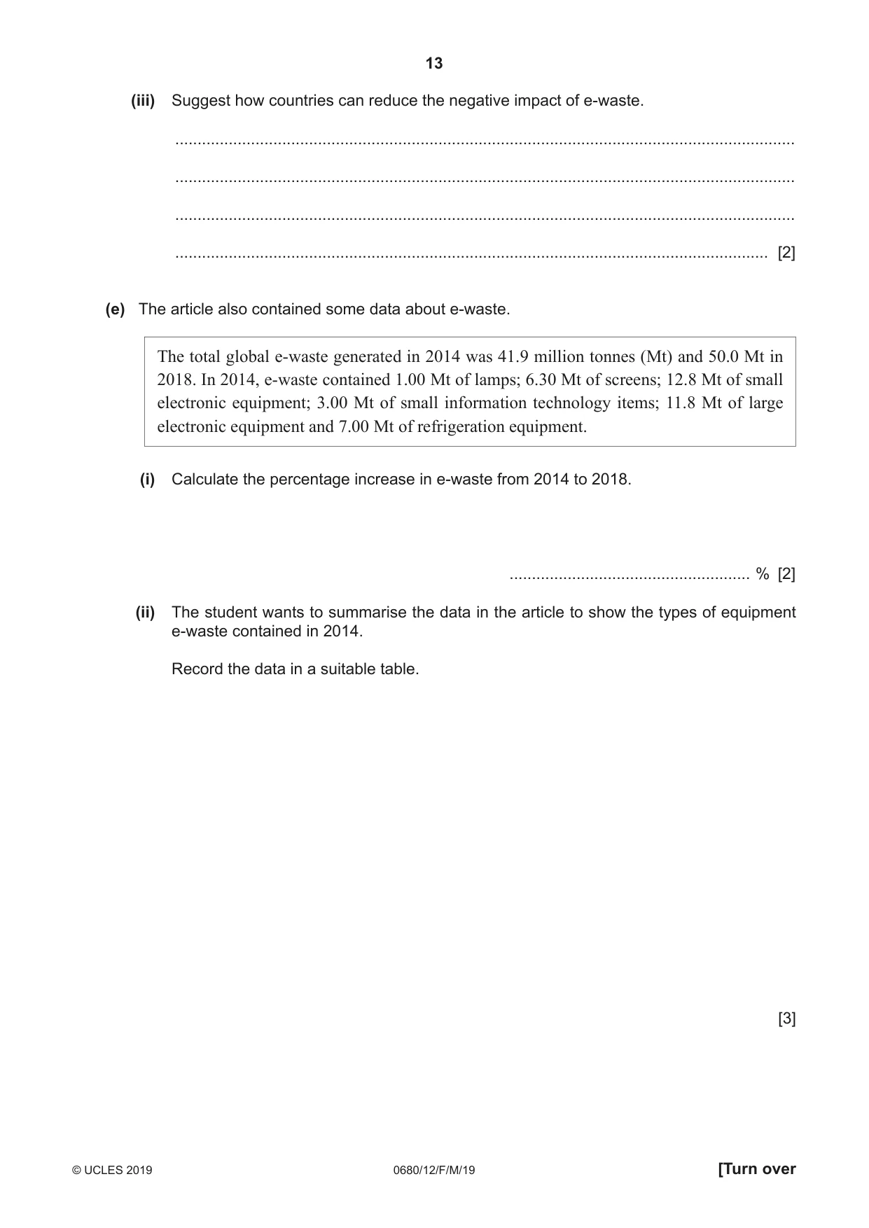Cambridge IGCSE Environmental Management 0680 2019 Feb/March Paper 1 · Variant 2 question paper, page 13 of 24