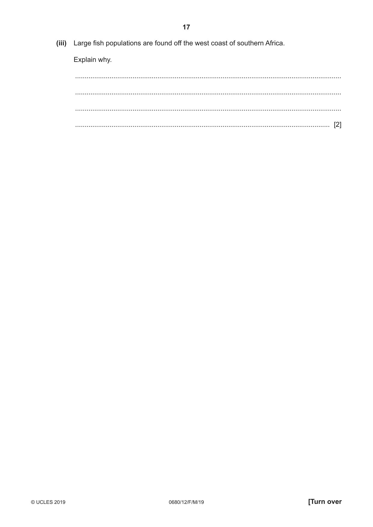 Cambridge IGCSE Environmental Management 0680 2019 Feb/March Paper 1 · Variant 2 question paper, page 17 of 24