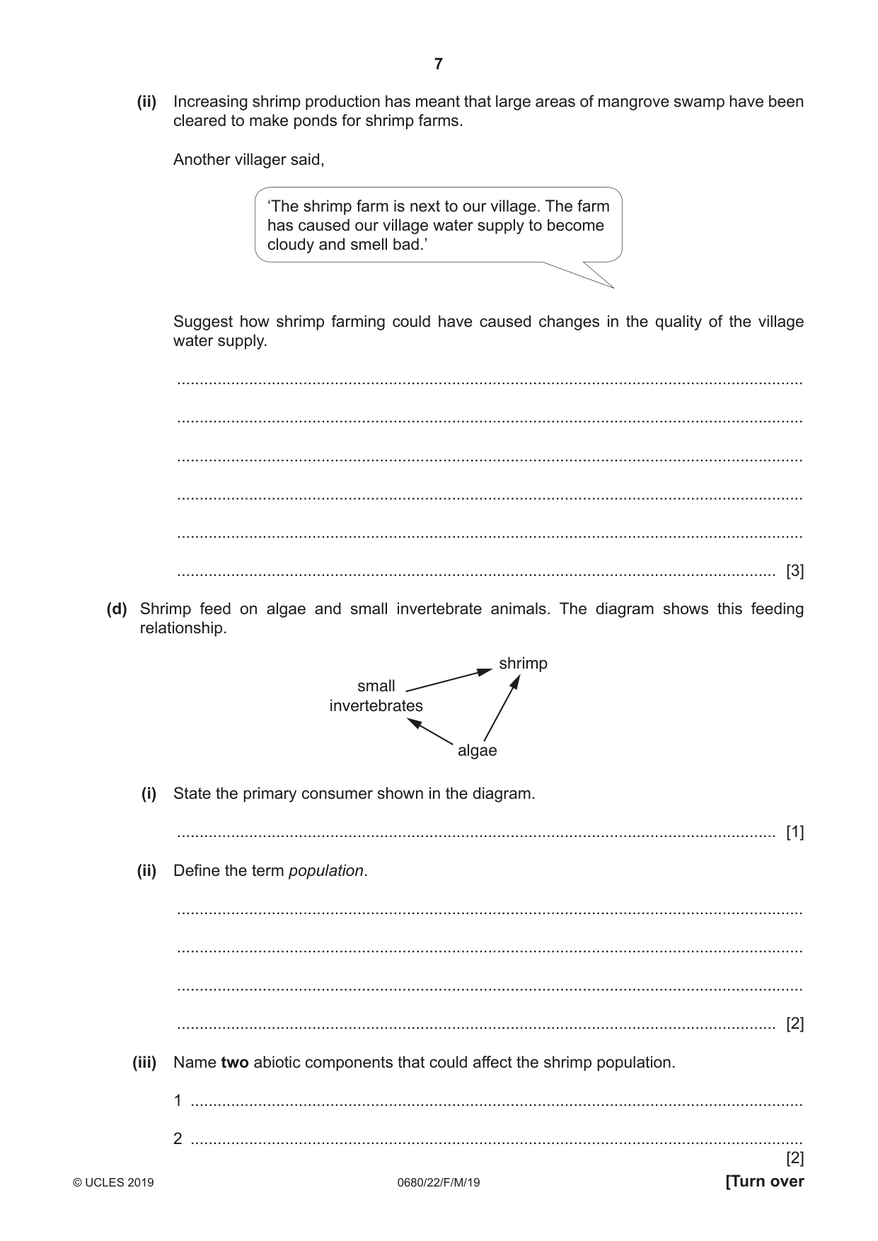 Cambridge IGCSE Environmental Management 0680 2019 Feb/March Paper 2 · Variant 2 question paper, page 7 of 20