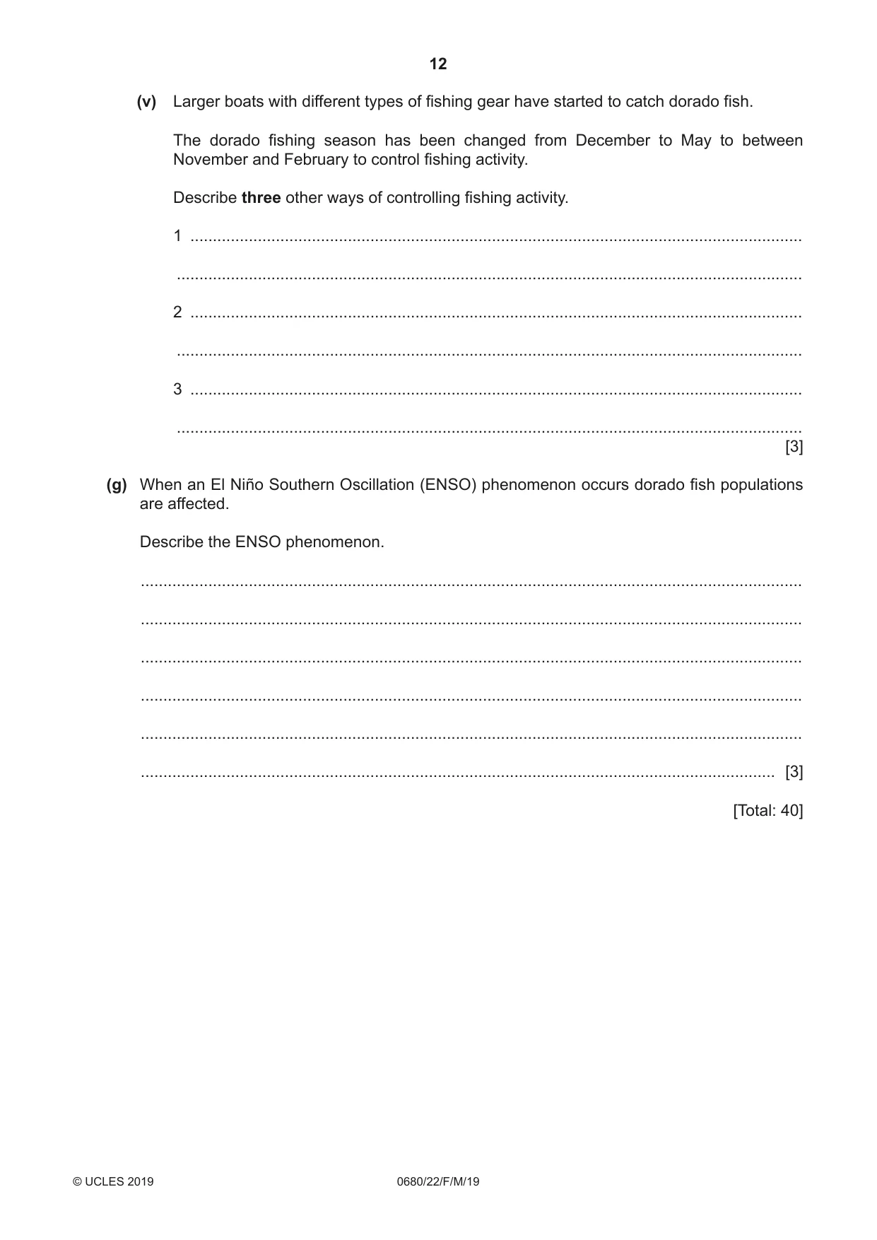 Cambridge IGCSE Environmental Management 0680 2019 Feb/March Paper 2 · Variant 2 question paper, page 12 of 20
