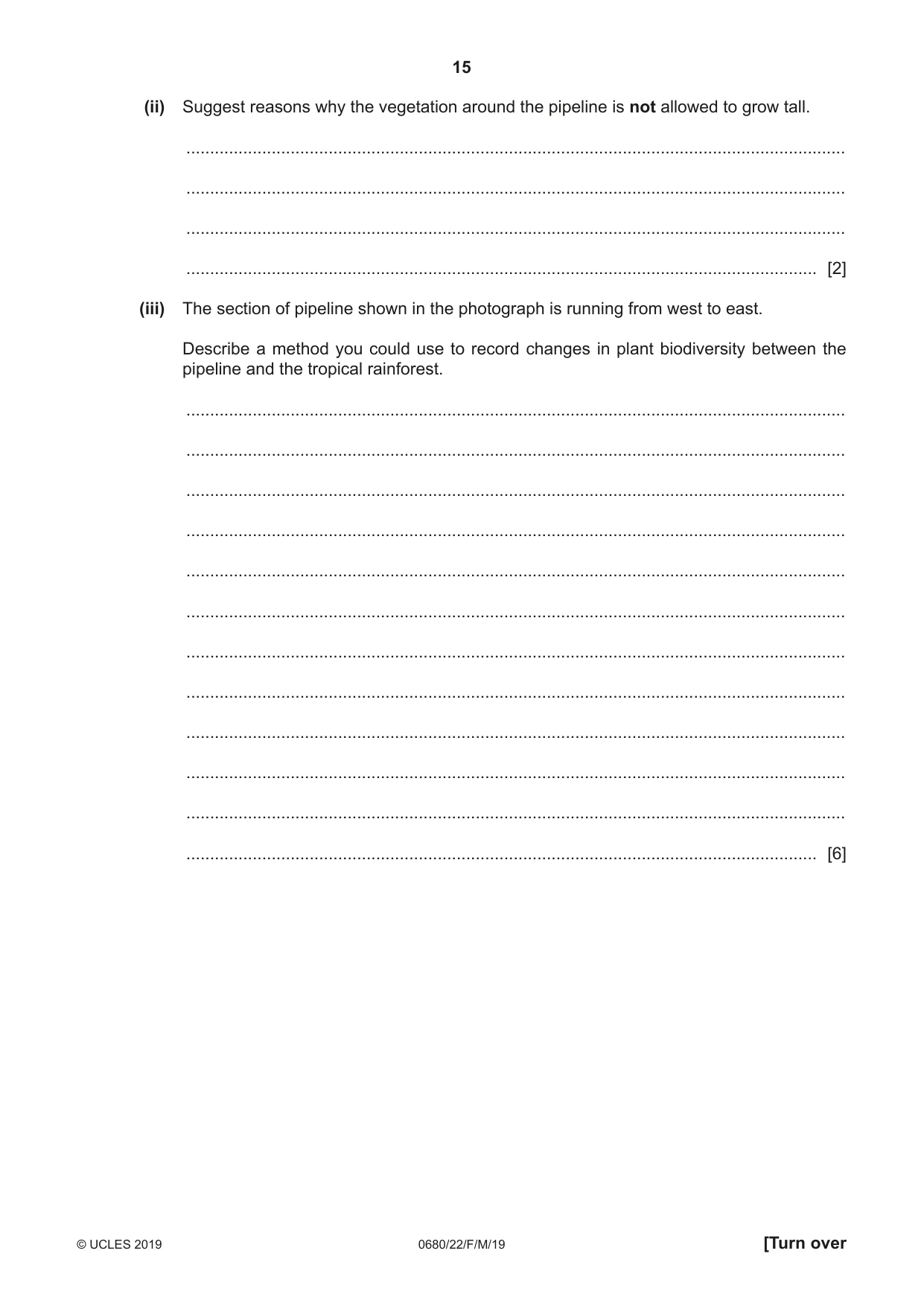 Cambridge IGCSE Environmental Management 0680 2019 Feb/March Paper 2 · Variant 2 question paper, page 15 of 20