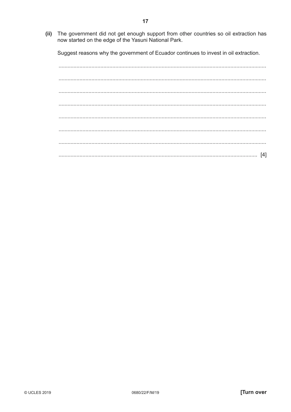 Cambridge IGCSE Environmental Management 0680 2019 Feb/March Paper 2 · Variant 2 question paper, page 17 of 20