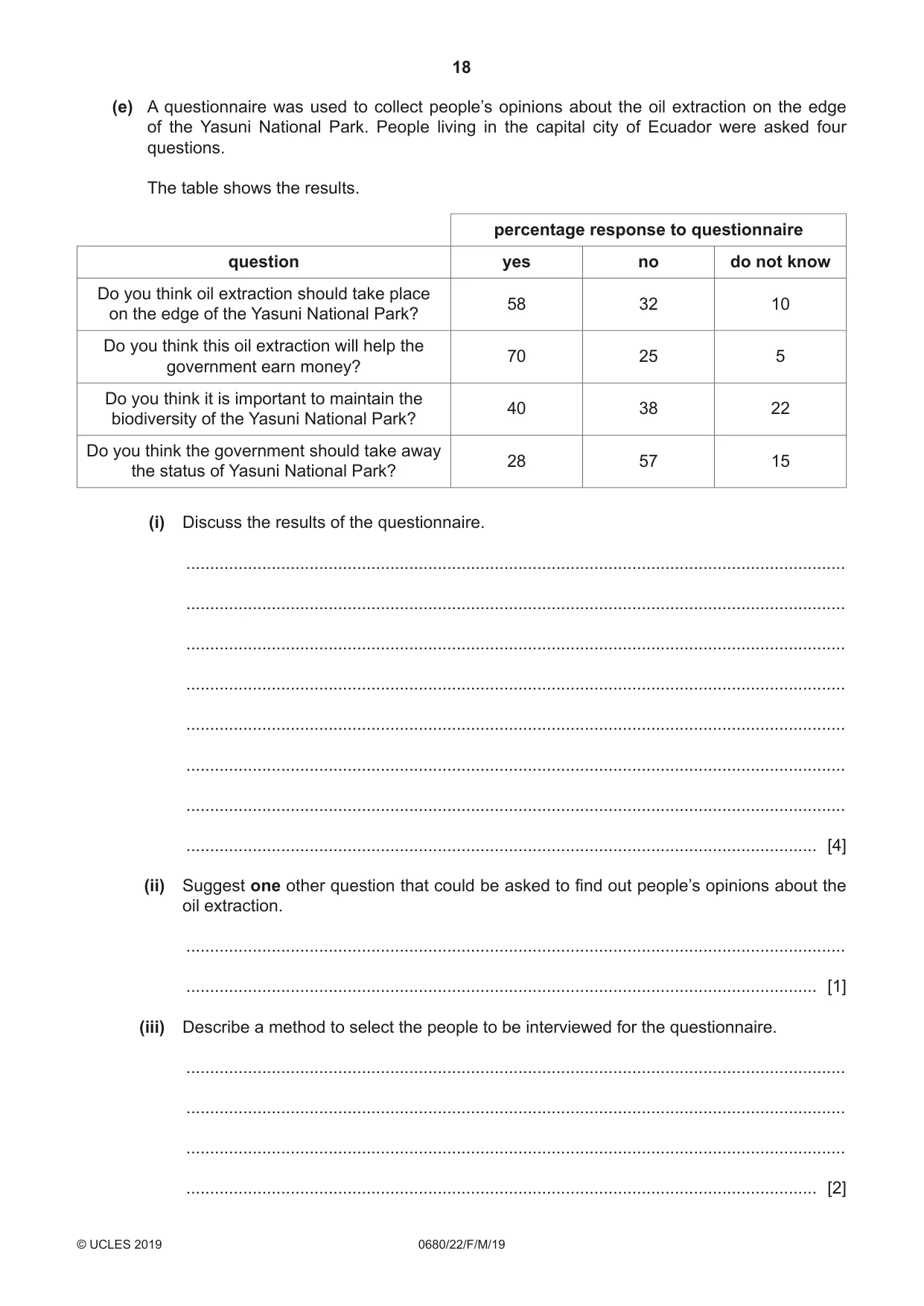 Cambridge IGCSE Environmental Management 0680 2019 Feb/March Paper 2 · Variant 2 question paper, page 18 of 20