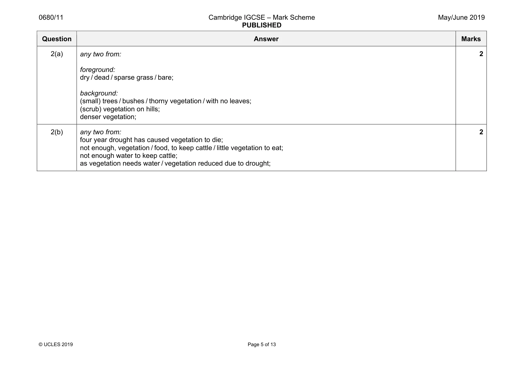 Mark scheme, page 5 of 13