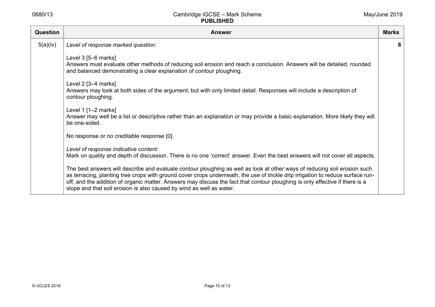 Mark scheme, page 10 of 13
