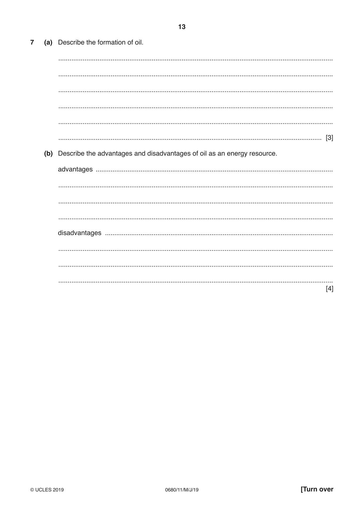 Cambridge IGCSE Environmental Management 0680 2019 May/June Paper 1 · Variant 1 question paper, page 13 of 16