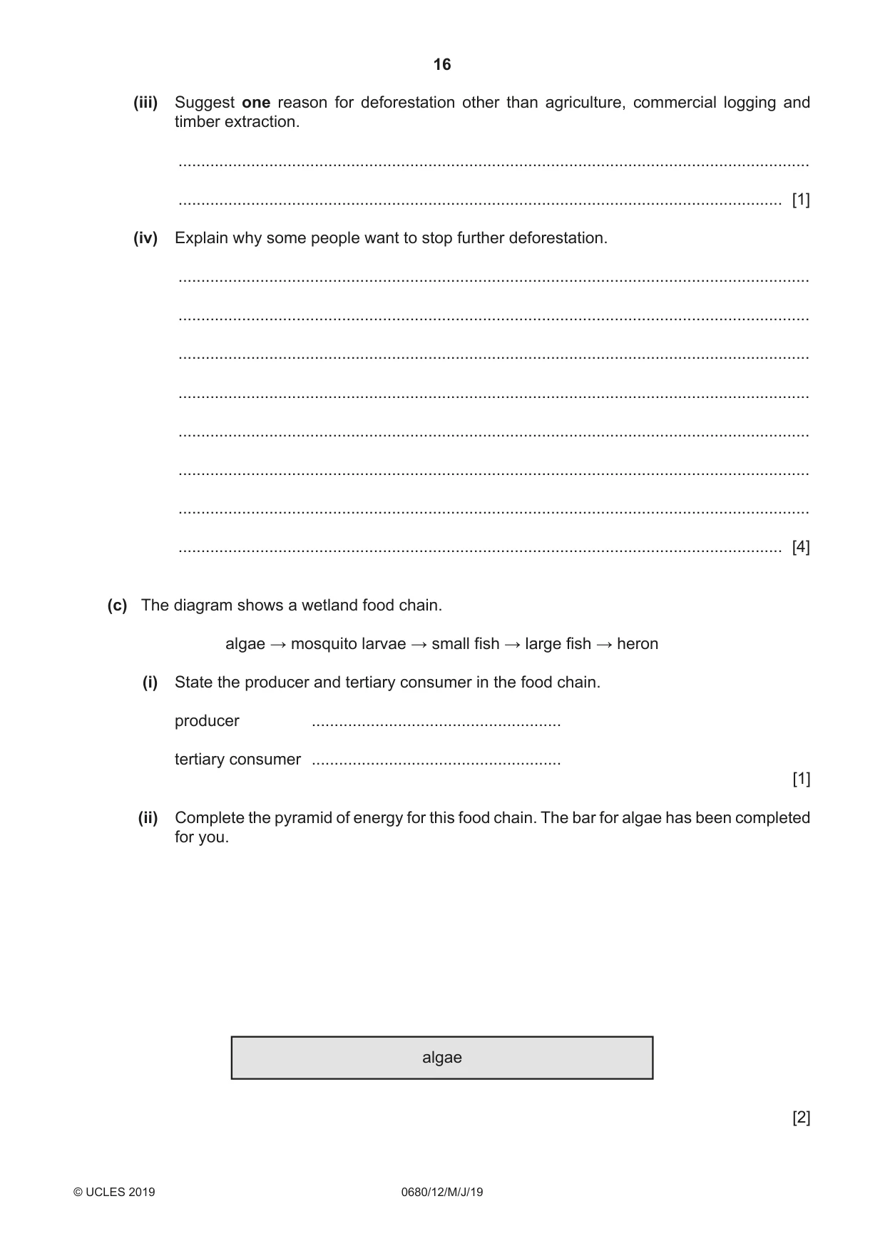 Cambridge IGCSE Environmental Management 0680 2019 May/June Paper 1 · Variant 2 question paper, page 16 of 20