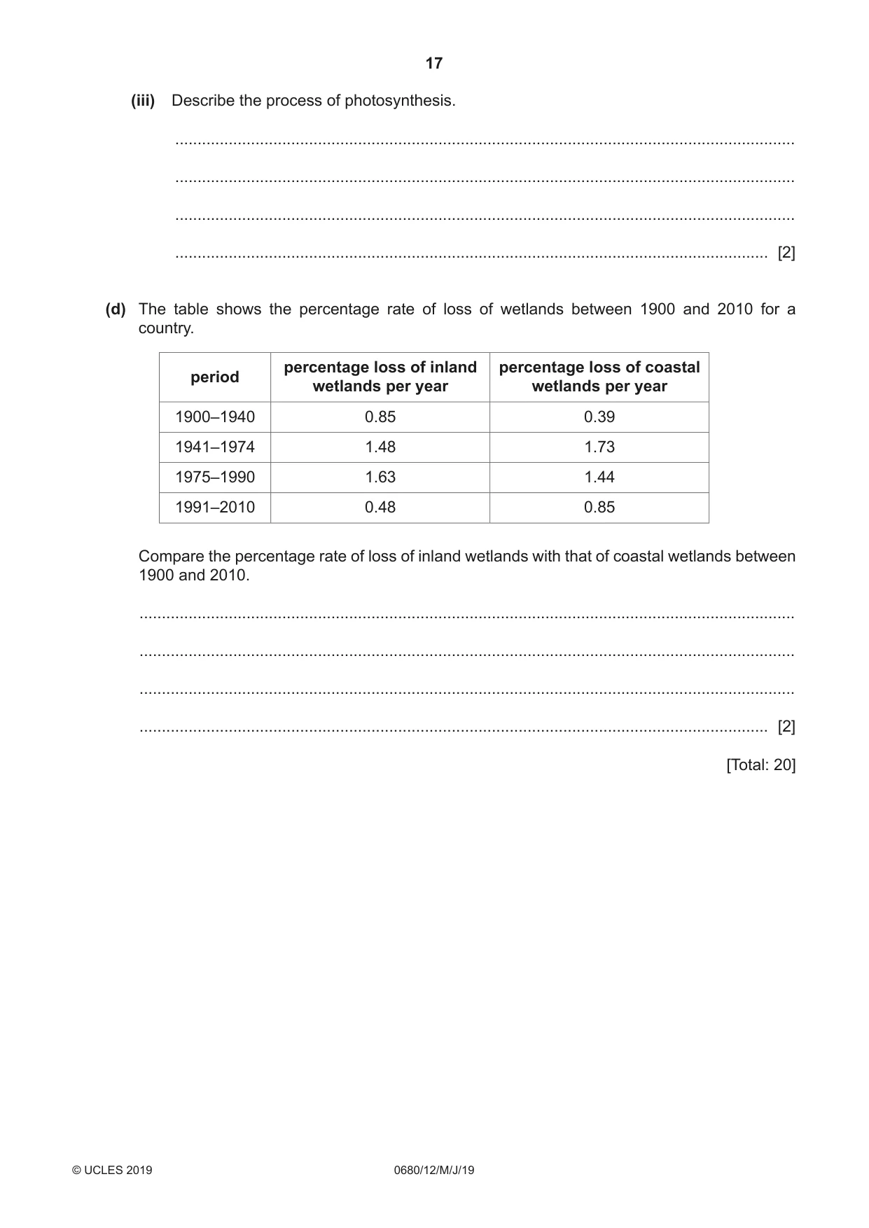 Cambridge IGCSE Environmental Management 0680 2019 May/June Paper 1 · Variant 2 question paper, page 17 of 20