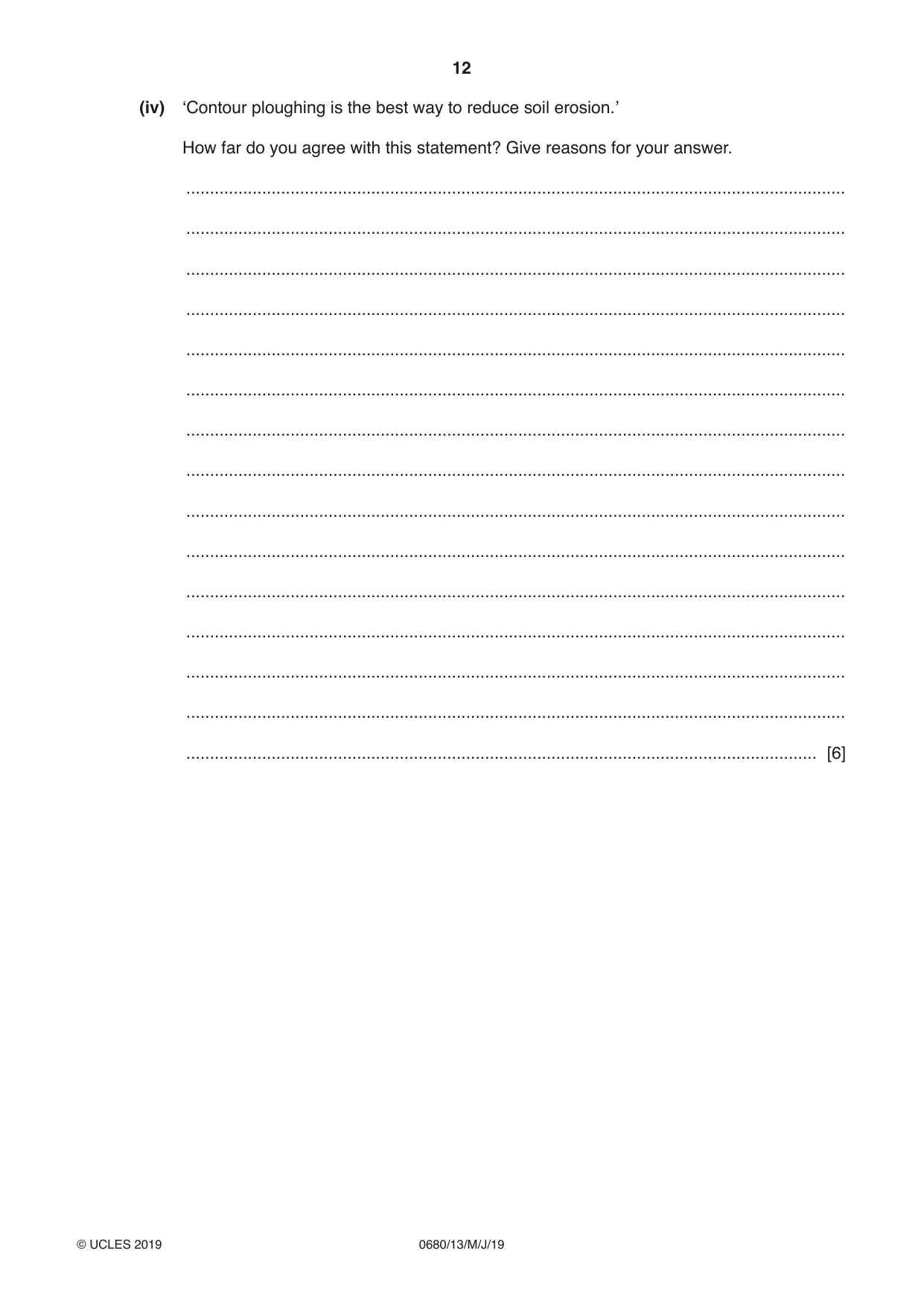 Cambridge IGCSE Environmental Management 0680 2019 May/June Paper 1 · Variant 3 question paper, page 12 of 20