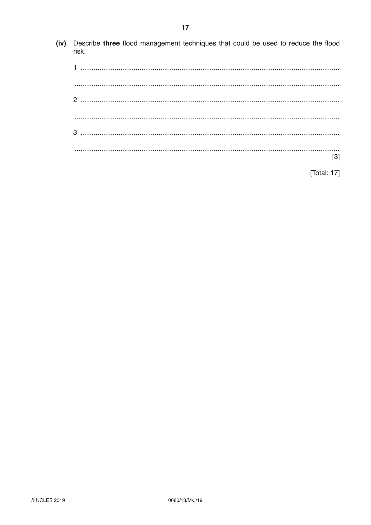 Cambridge IGCSE Environmental Management 0680 2019 May/June Paper 1 · Variant 3 question paper, page 17 of 20