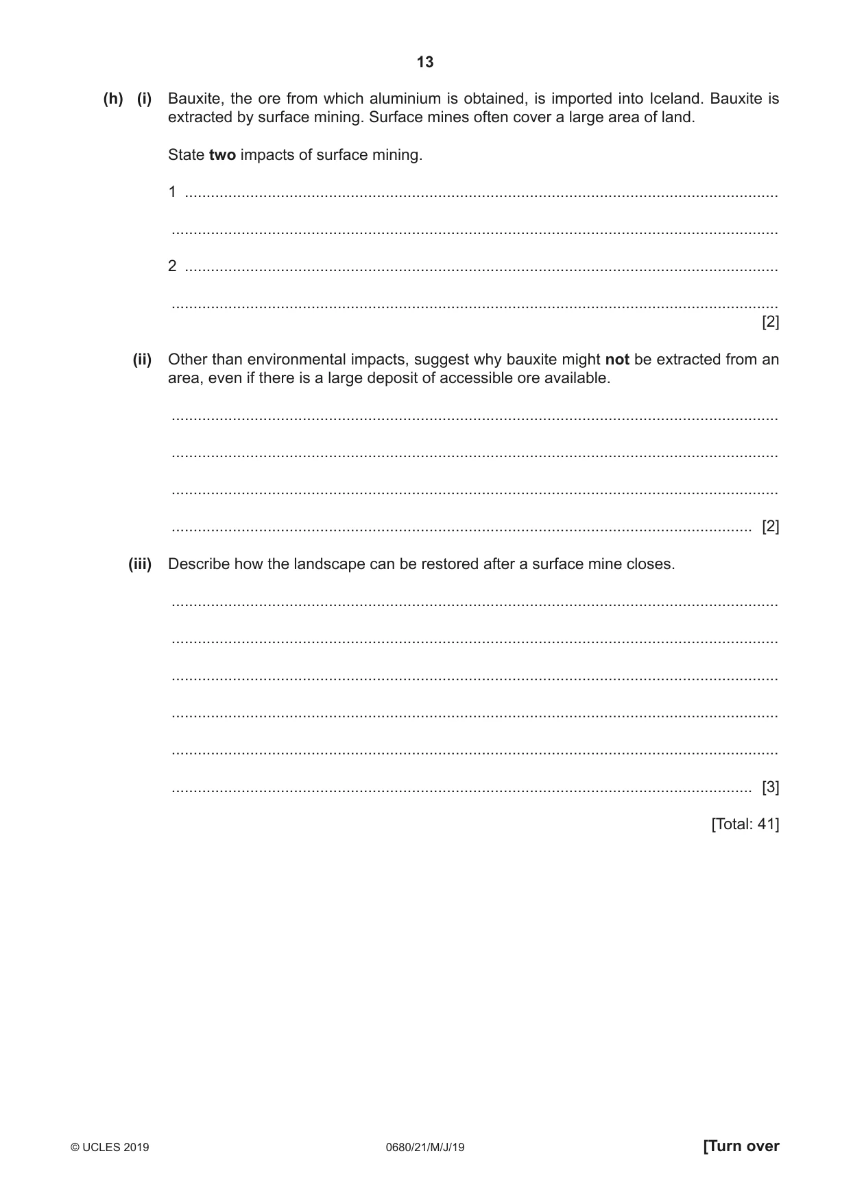 Cambridge IGCSE Environmental Management 0680 2019 May/June Paper 2 · Variant 1 question paper, page 13 of 24