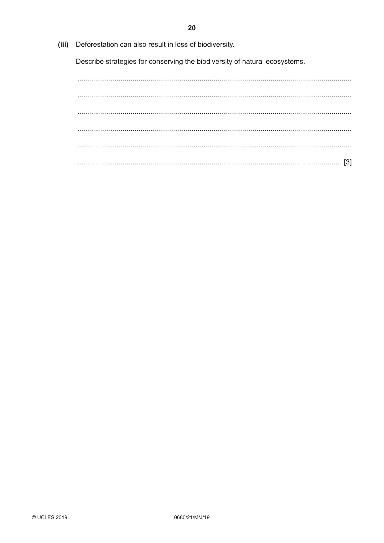Cambridge IGCSE Environmental Management 0680 2019 May/June Paper 2 · Variant 1 question paper, page 20 of 24