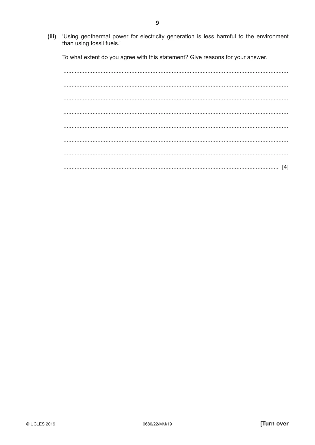 Cambridge IGCSE Environmental Management 0680 2019 May/June Paper 2 · Variant 2 question paper, page 9 of 24