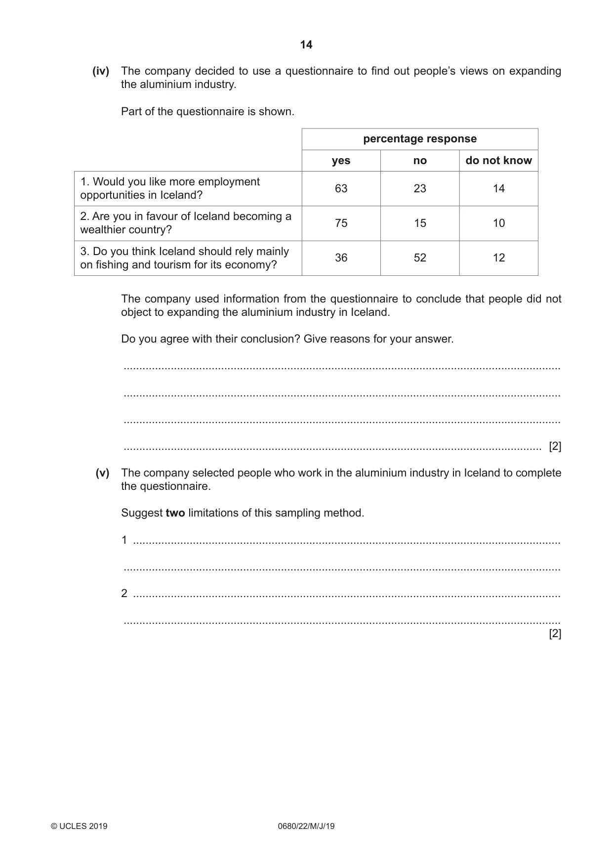 Cambridge IGCSE Environmental Management 0680 2019 May/June Paper 2 · Variant 2 question paper, page 14 of 24