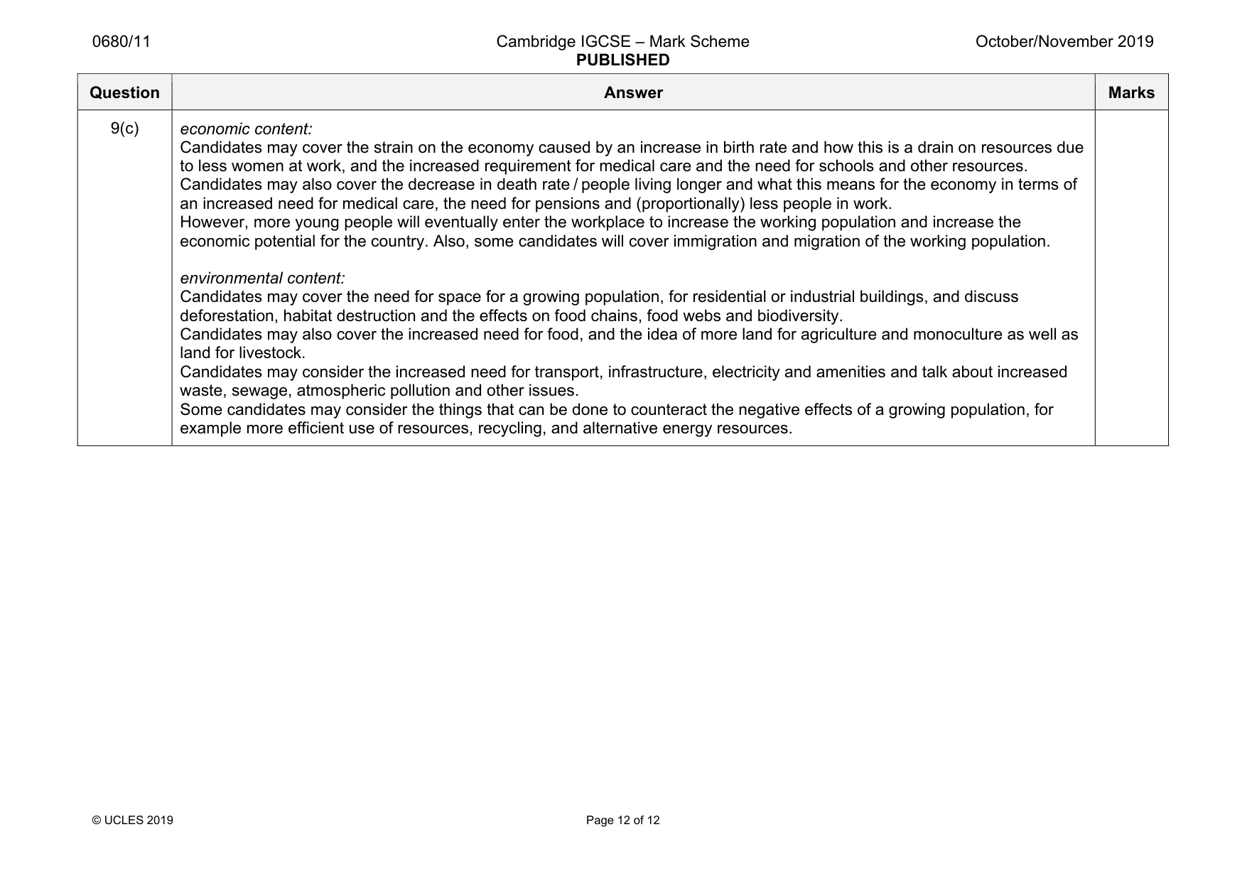 Mark scheme, page 12 of 12
