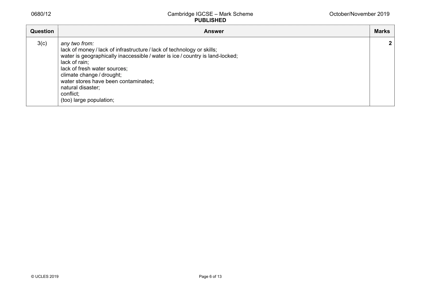 Mark scheme, page 6 of 13