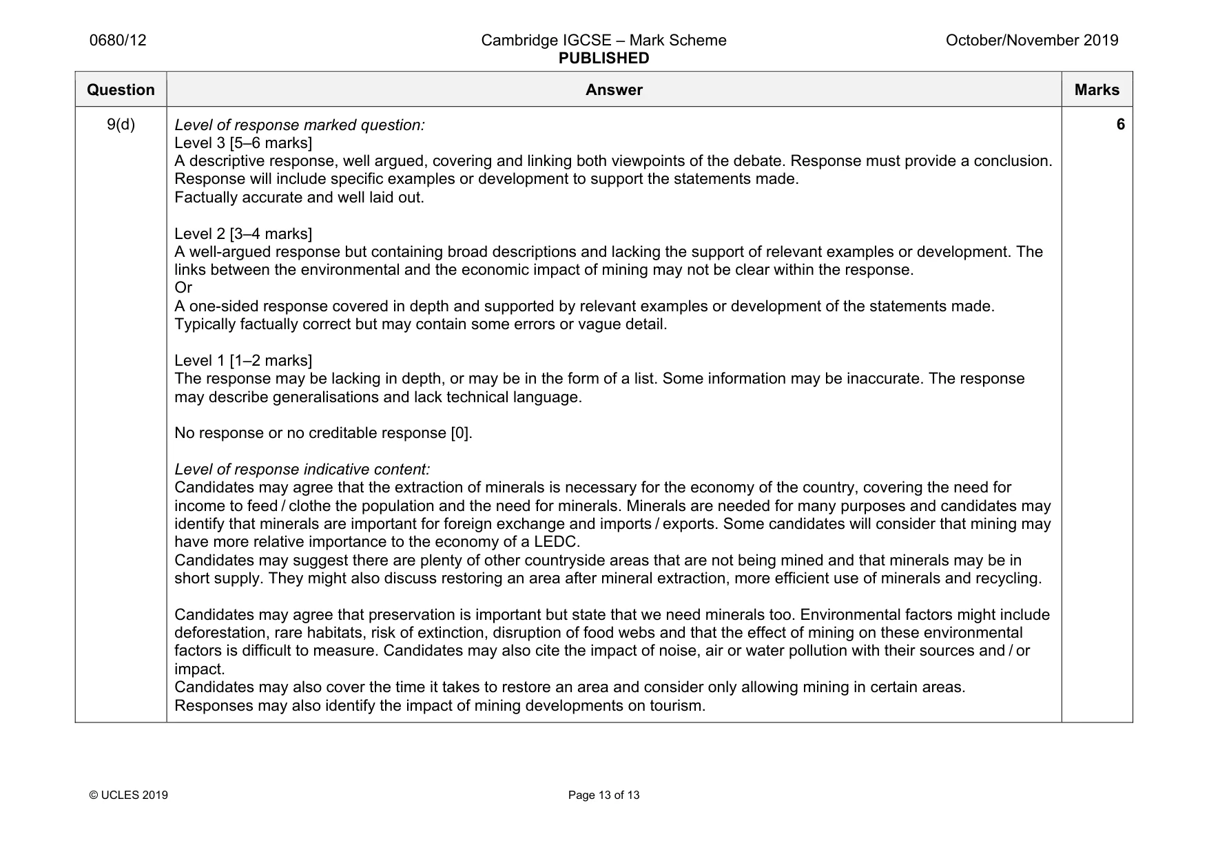 Mark scheme, page 13 of 13