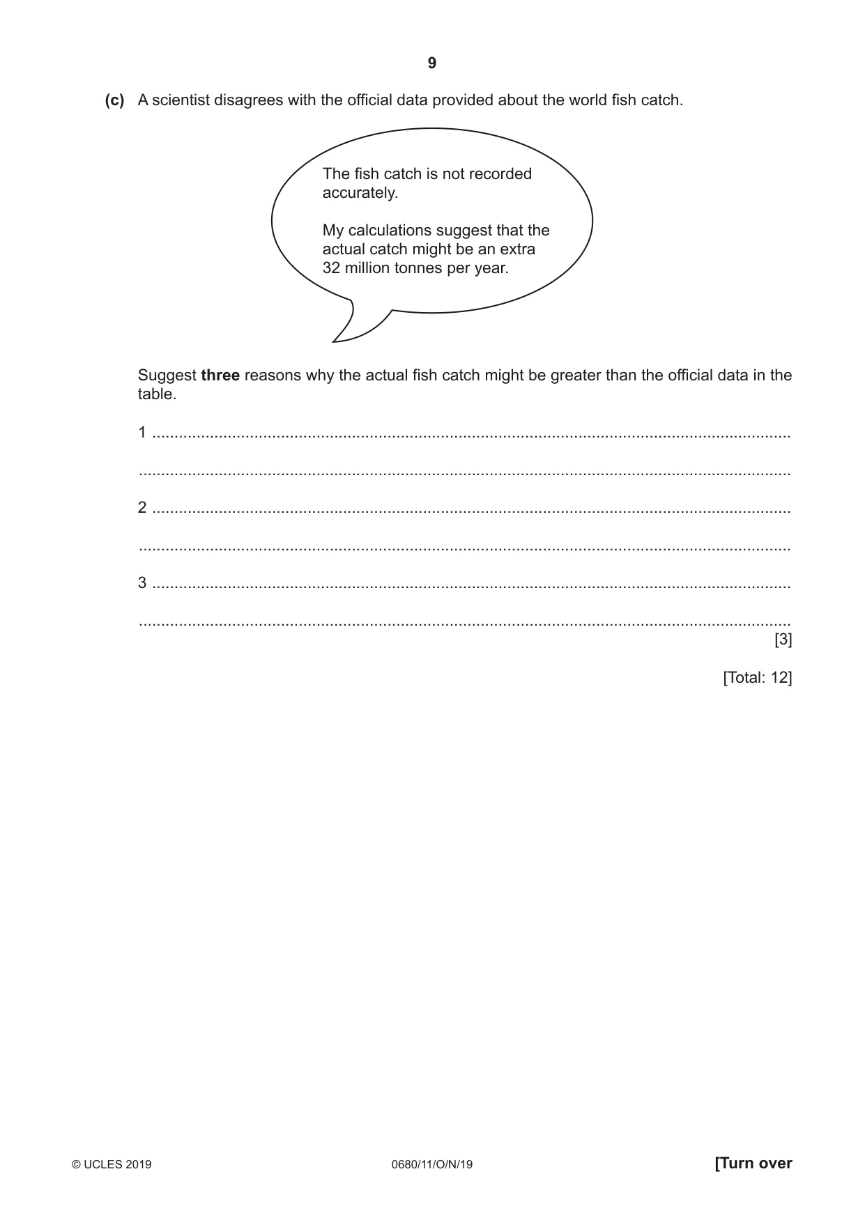 Cambridge IGCSE Environmental Management 0680 2019 Oct/Nov Paper 1 · Variant 1 question paper, page 9 of 16