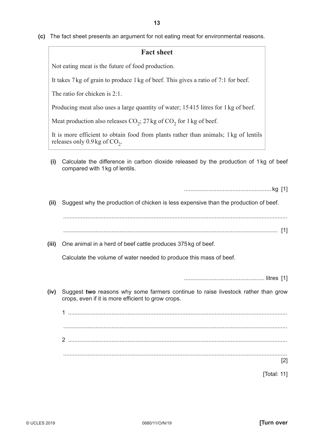 Cambridge IGCSE Environmental Management 0680 2019 Oct/Nov Paper 1 · Variant 1 question paper, page 13 of 16