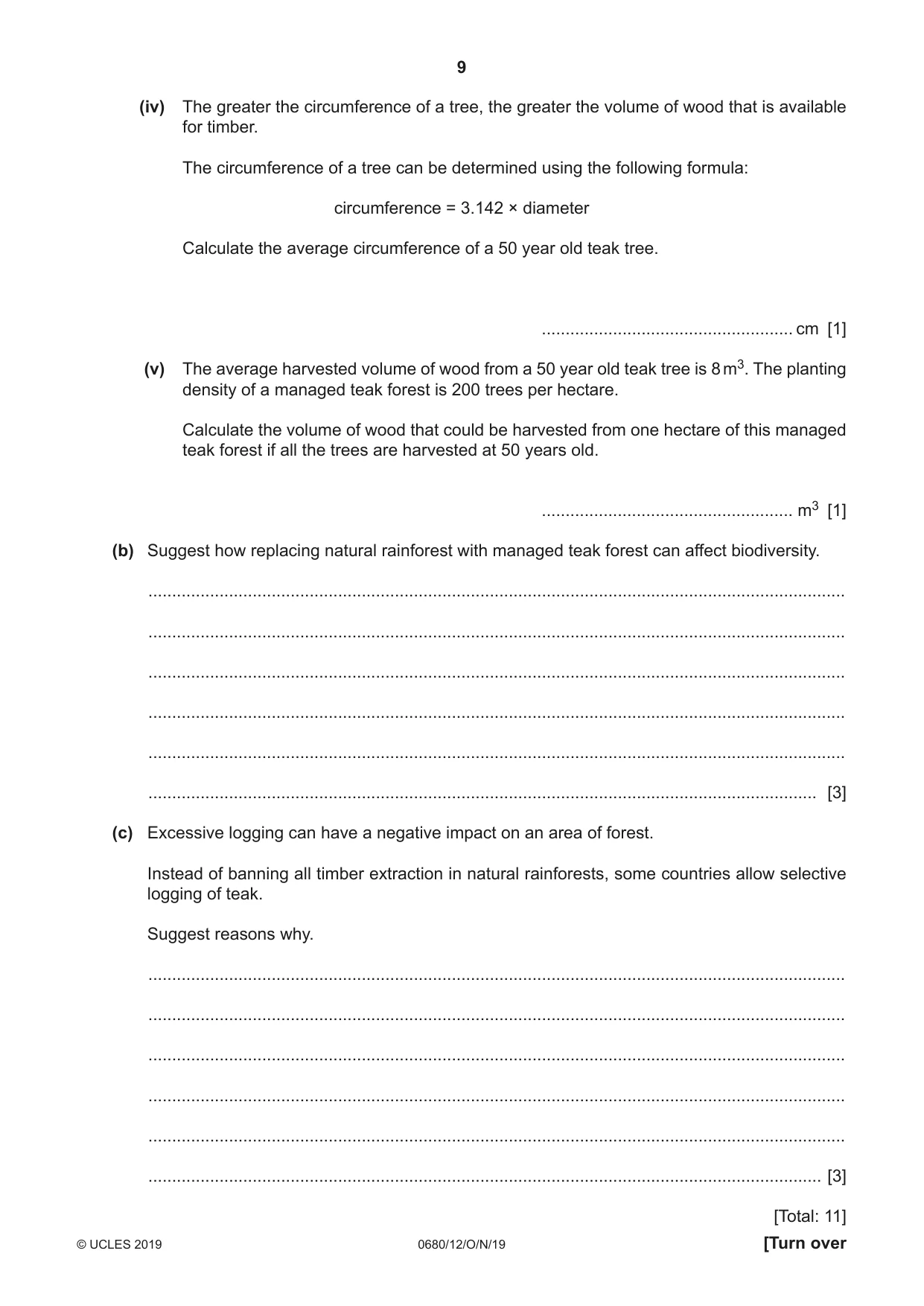Cambridge IGCSE Environmental Management 0680 2019 Oct/Nov Paper 1 · Variant 2 question paper, page 9 of 20