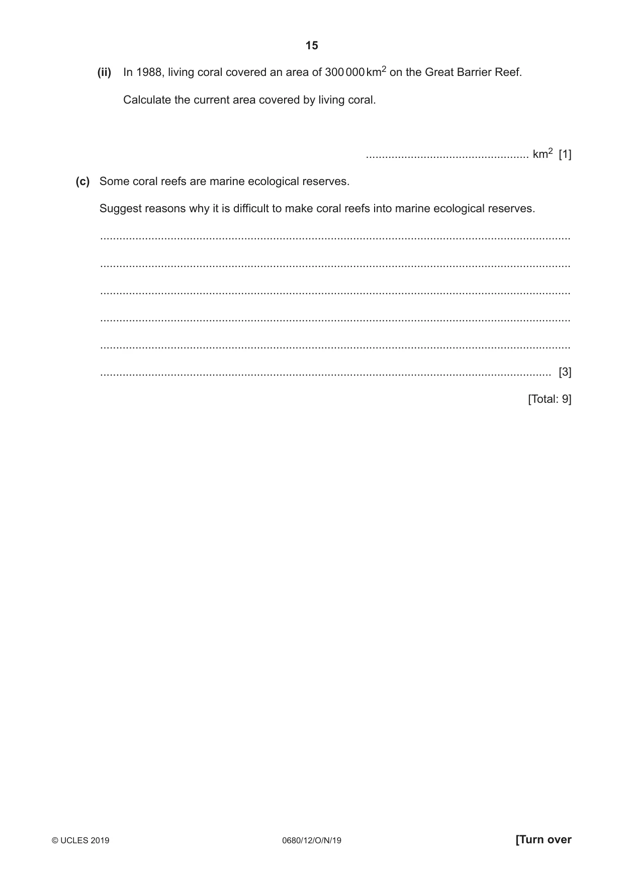 Cambridge IGCSE Environmental Management 0680 2019 Oct/Nov Paper 1 · Variant 2 question paper, page 15 of 20