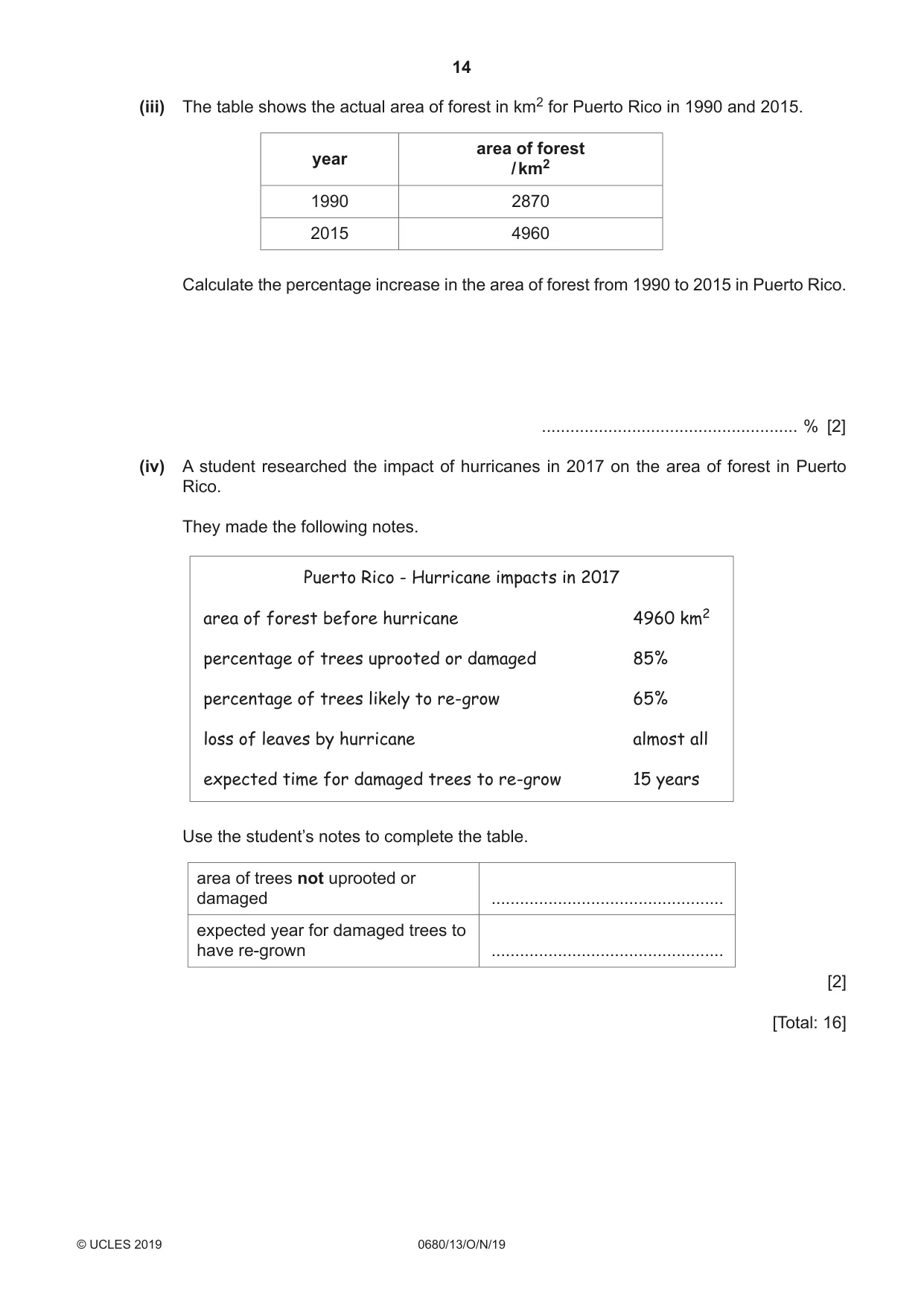 Cambridge IGCSE Environmental Management 0680 2019 Oct/Nov Paper 1 · Variant 3 question paper, page 14 of 20