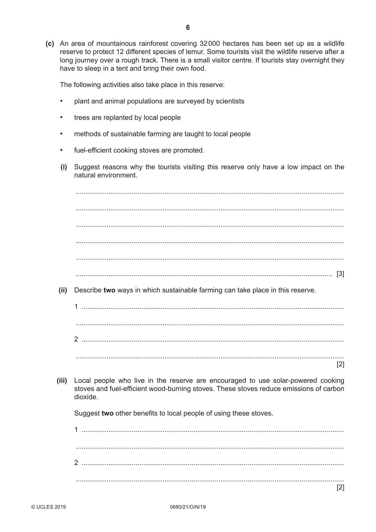 Cambridge IGCSE Environmental Management 0680 2019 Oct/Nov Paper 2 · Variant 1 question paper, page 6 of 24