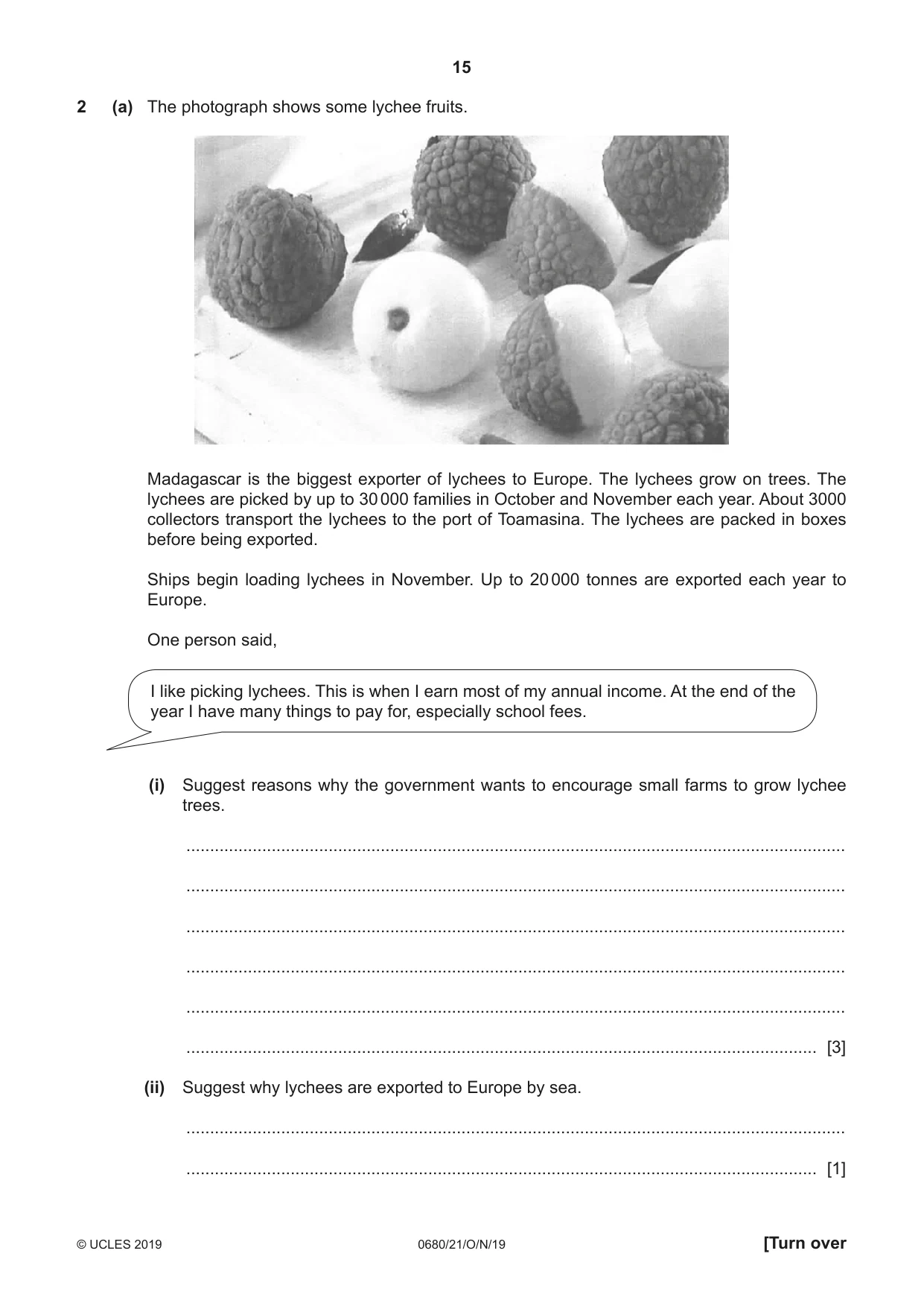 Cambridge IGCSE Environmental Management 0680 2019 Oct/Nov Paper 2 · Variant 1 question paper, page 15 of 24