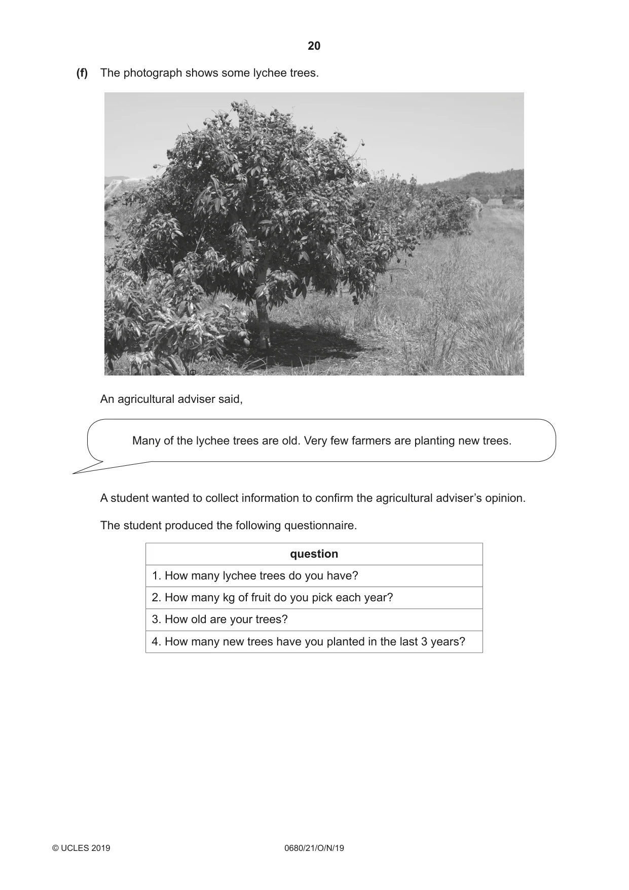 Cambridge IGCSE Environmental Management 0680 2019 Oct/Nov Paper 2 · Variant 1 question paper, page 20 of 24