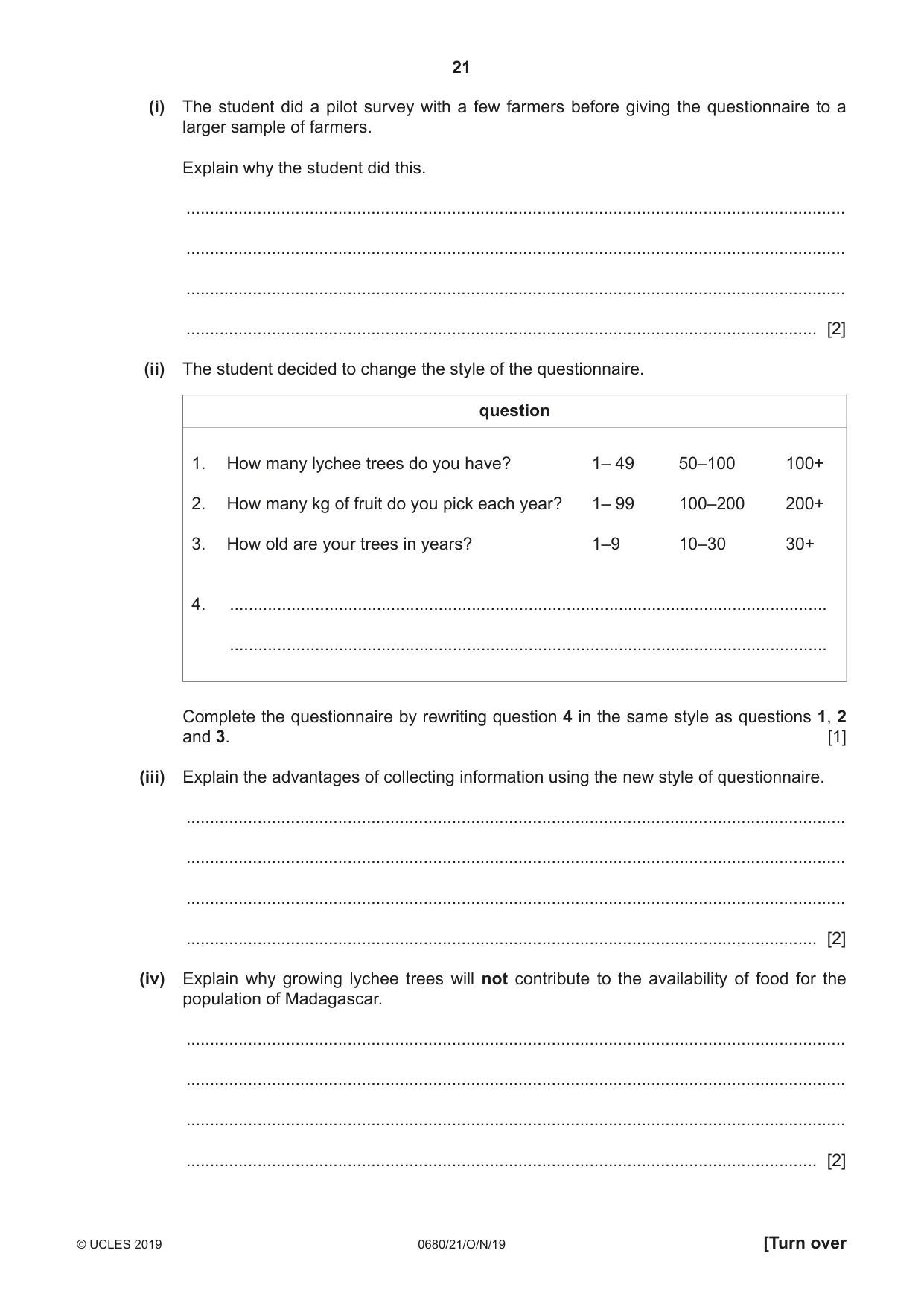 Cambridge IGCSE Environmental Management 0680 2019 Oct/Nov Paper 2 · Variant 1 question paper, page 21 of 24