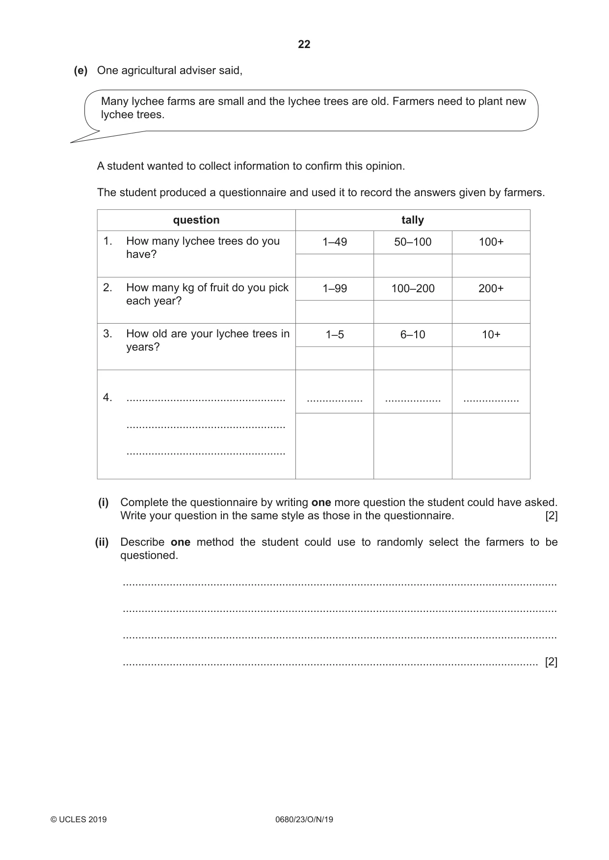 Cambridge IGCSE Environmental Management 0680 2019 Oct/Nov Paper 2 · Variant 3 question paper, page 22 of 24