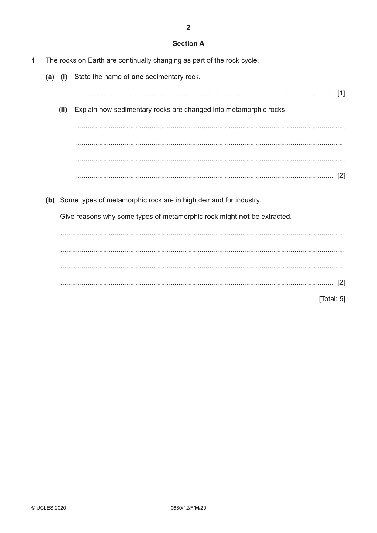 Cambridge IGCSE Environmental Management 0680 2020 Feb/March Paper 1 · Variant 2 question paper, page 2 of 20